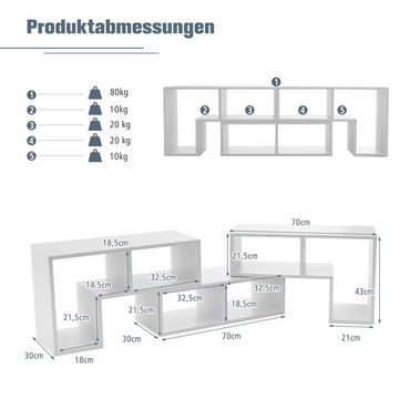 COSTWAY TV-Schrank Lowboard 3-teilig, Frei Kombinierbar, für TVs bis zu 65"