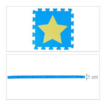 relaxdays Spielmatte 27 x Puzzlematte Sterne blau-gelb