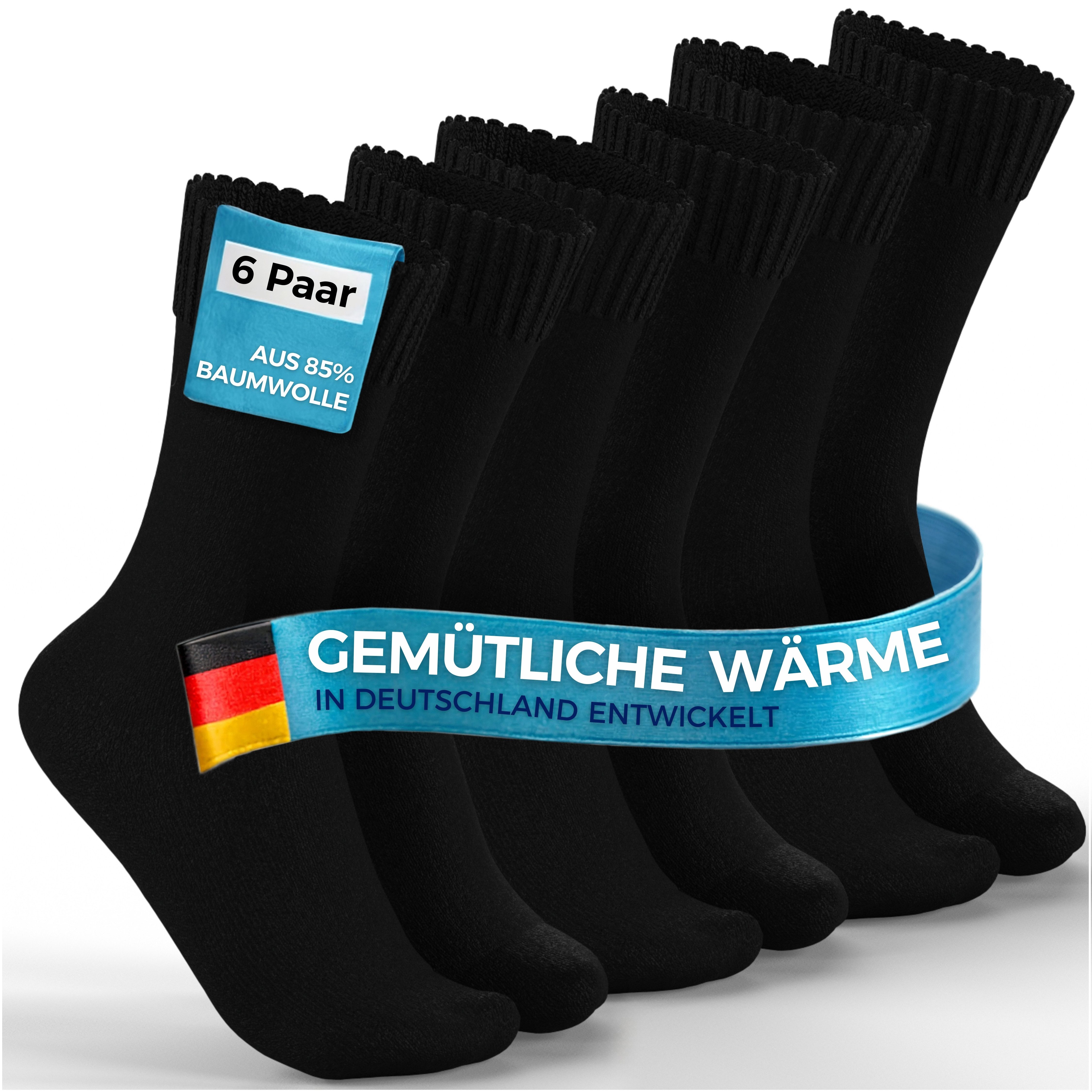 MEDOLY Thermosocken Wintersocken mit 85% Baumwolle (6er-Pack) Vollfrottee für extra Wärme