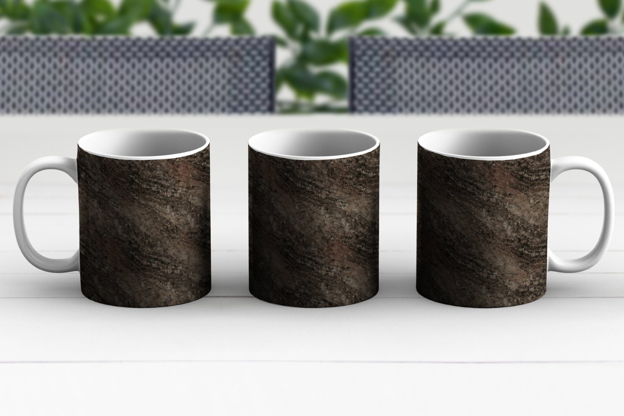 Tasse Kaffeetassen, Teetasse, - - Keramik, Muster Marmor Granit Becher, Geschenk - Teetasse, MuchoWow Schwarz,