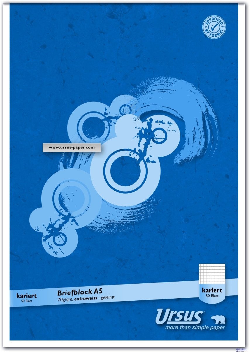Ursus - Ludwig Bähr Notizblock Briefblock A5 70g 50 Blatt kariert