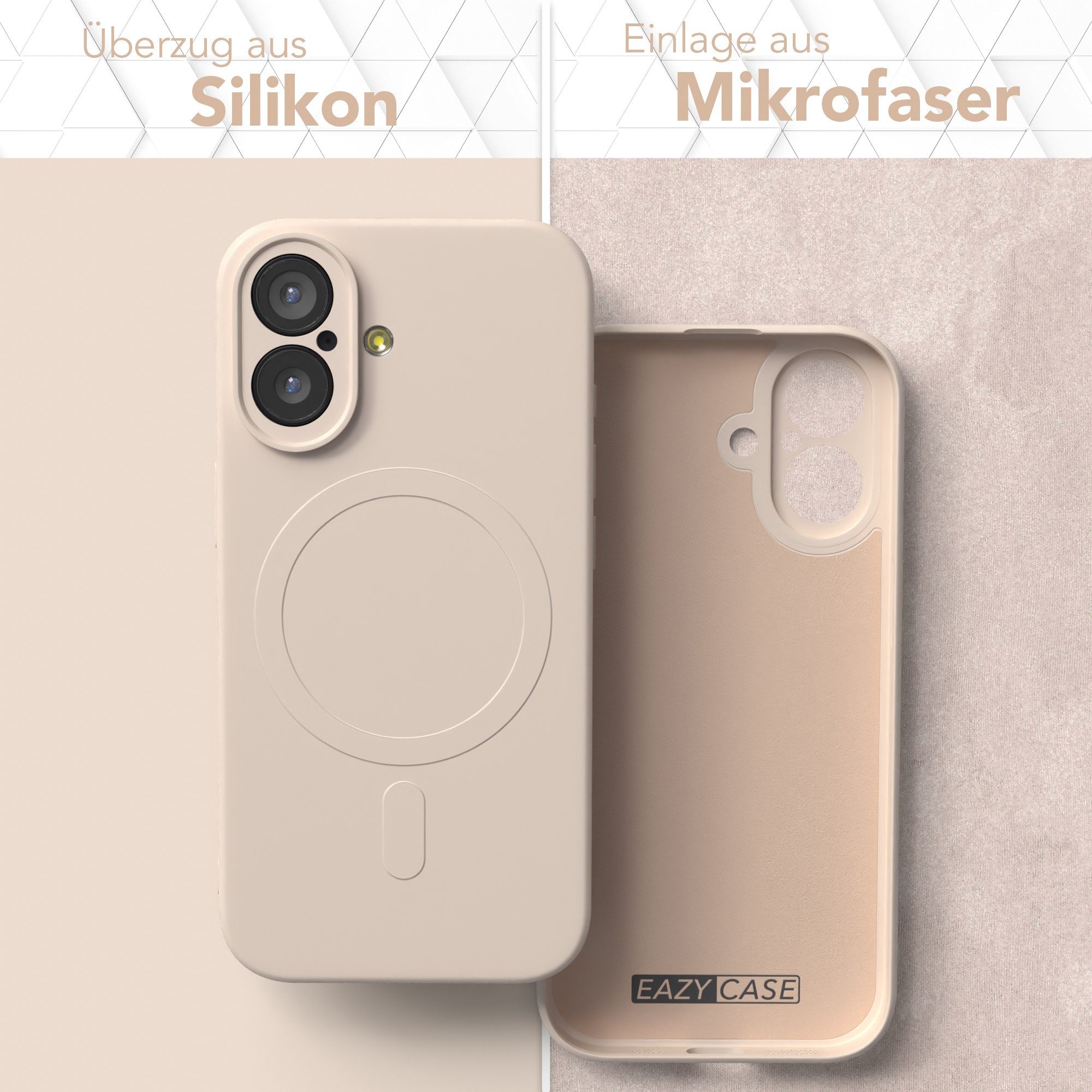 EAZY CASE Handyhülle für Apple iPhone 17 Hülle Silikon 6,3 Zoll, Schutzcase mit MagSafe Slimcover Silikonschutzhülle elastisch Taupe