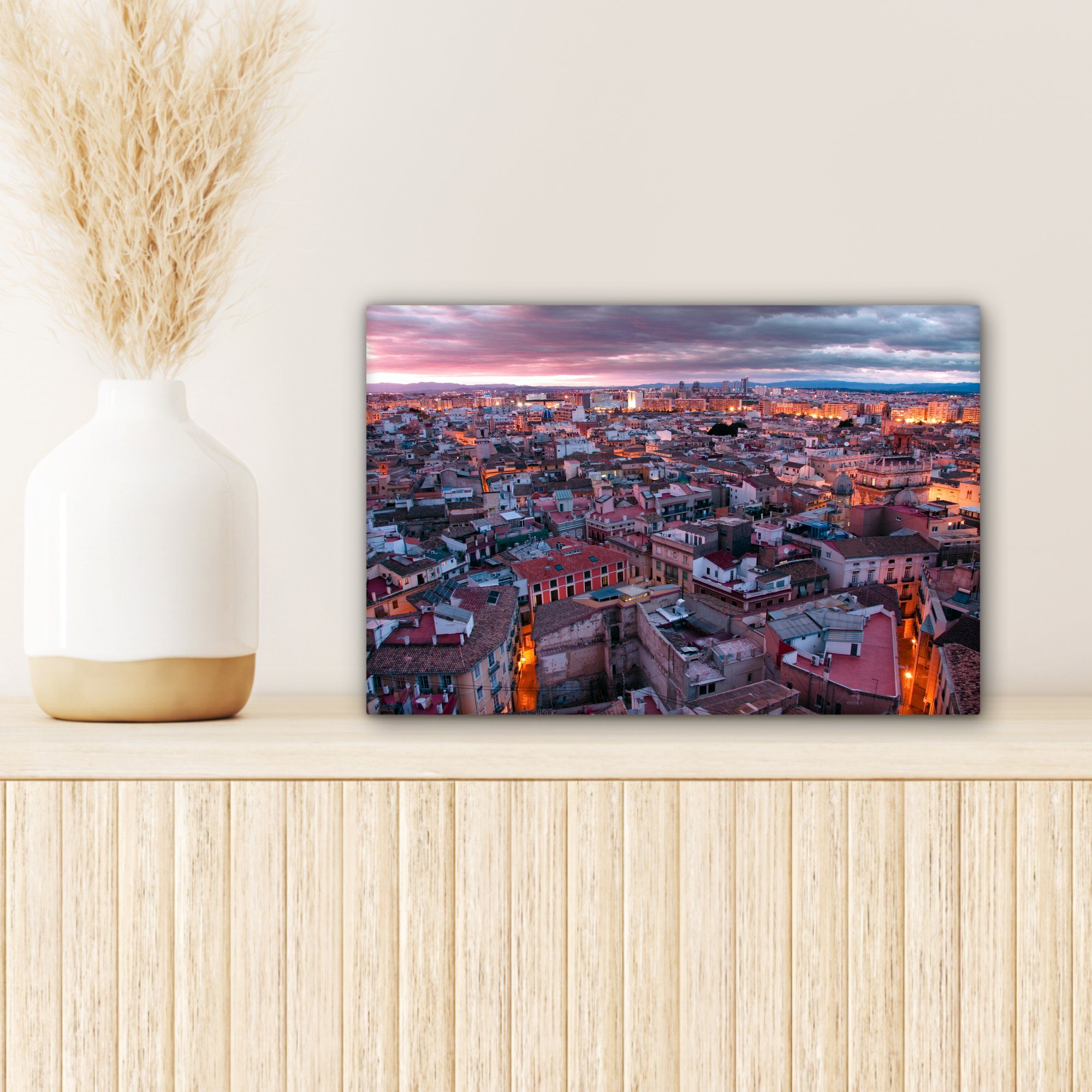 Leinwandbild (1 30x20 - OneMillionCanvasses® Stadt - Valencia, Leinwandbilder, St), Wandbild cm Aufhängefertig, Wanddeko, Skyline