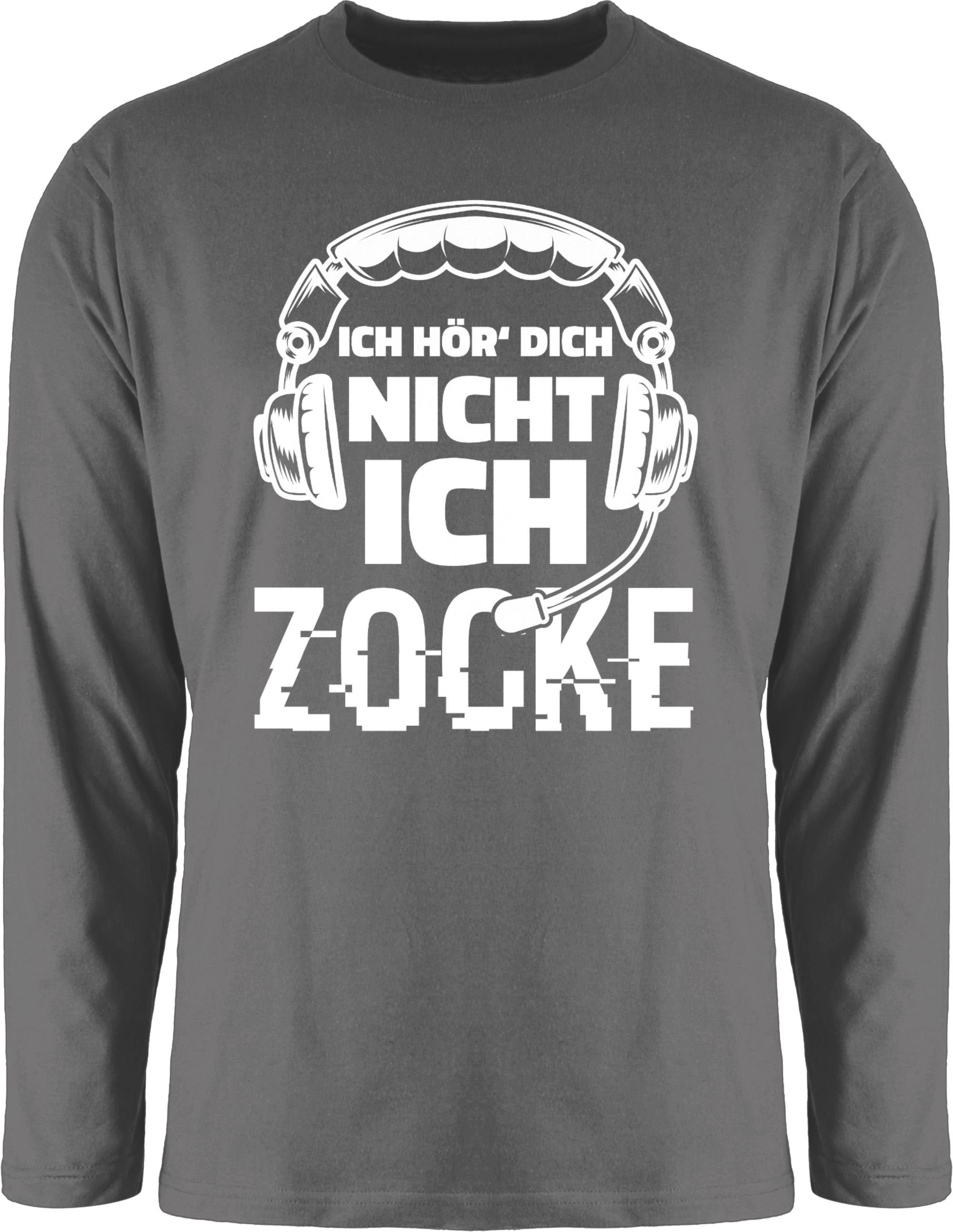 Shirtracer Rundhalsshirt Ich hör dich nicht ich zocke - Nicht stören Nerd Geschenke 2 Dunkelgrau | Rundhalsshirts