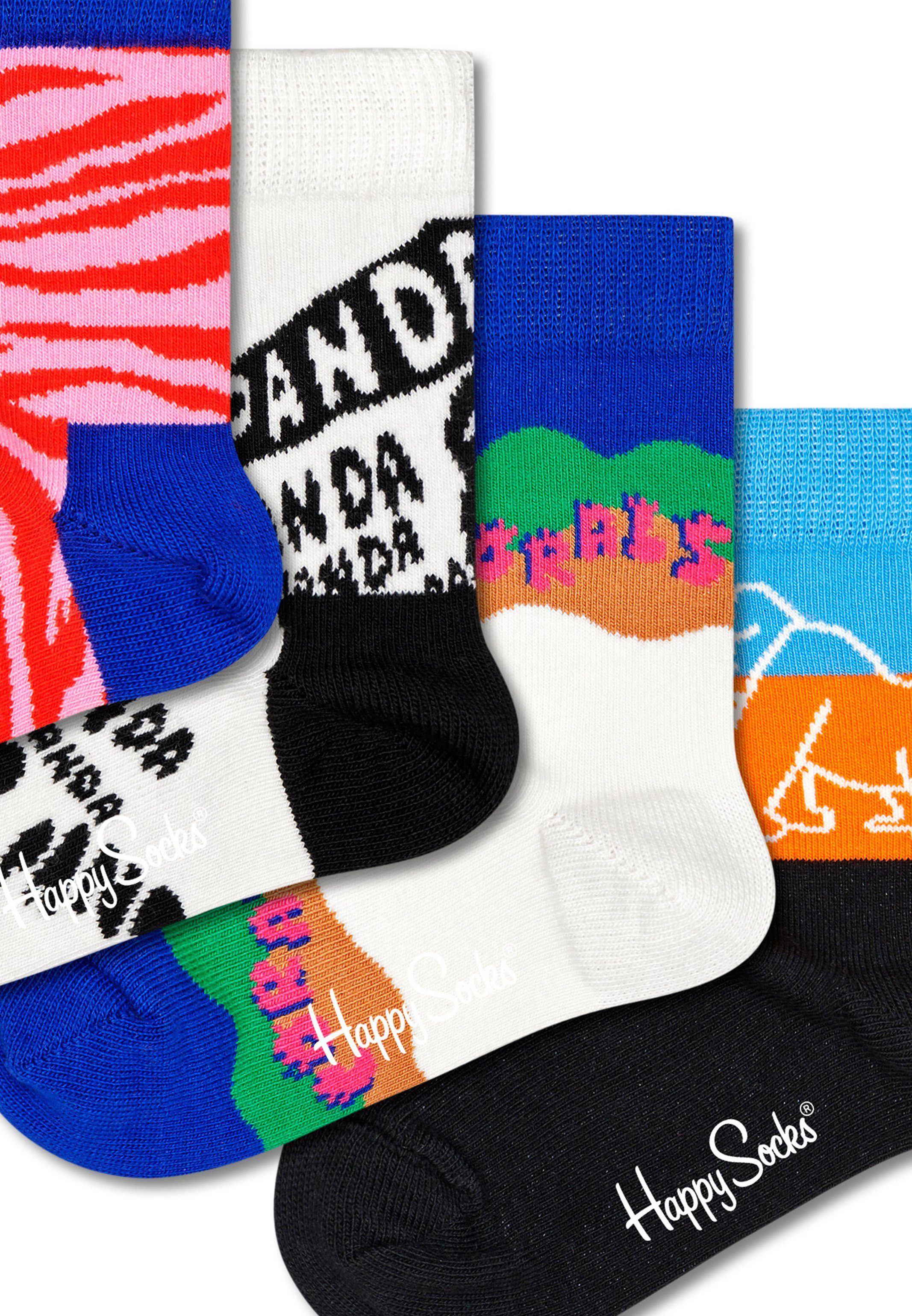 Paar 4 - Socken einer Geschenk bunte Socken Happy 4 Box Paar - WWF Baumwolle Langsocken 4-Paar) in Socks (Spar-Set, Geschenkbox Kids