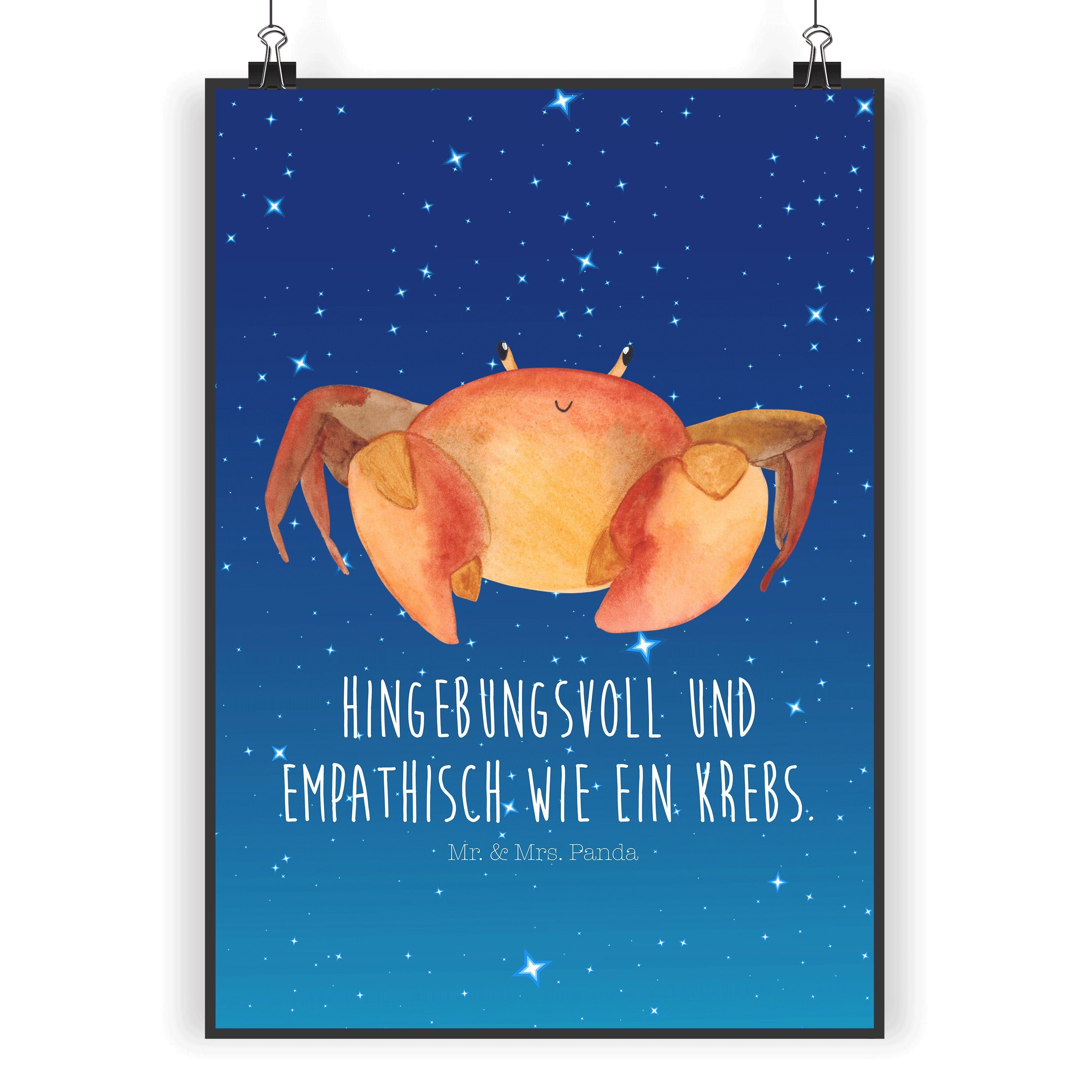 Mr. & Mrs. Panda Poster »Sternzeichen Krebs Sternenhimmel Blau