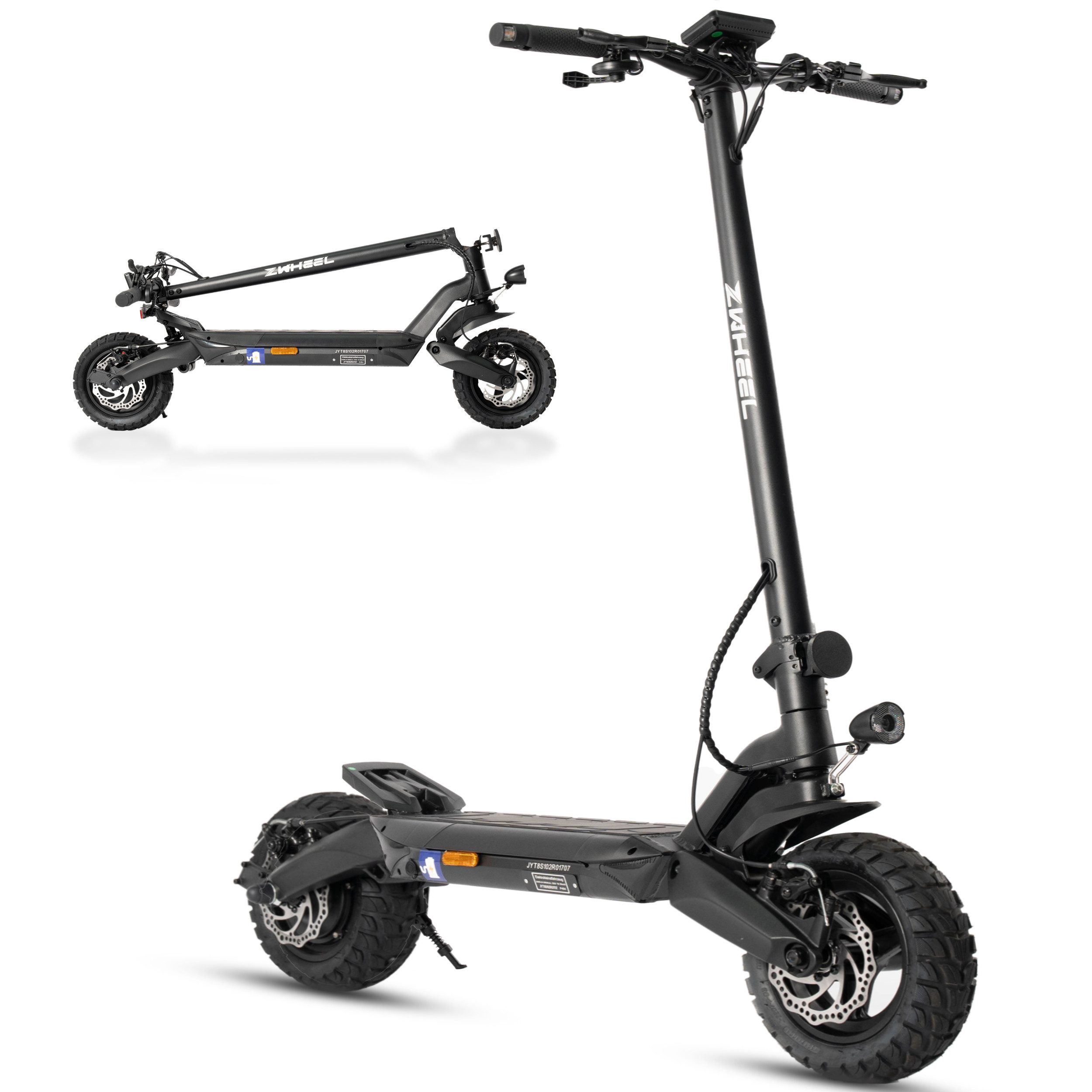 E-Scooter mit Straßenzulassung 10 Zoll T8 E-roller, 720 Wh, 60km, Vollfederung