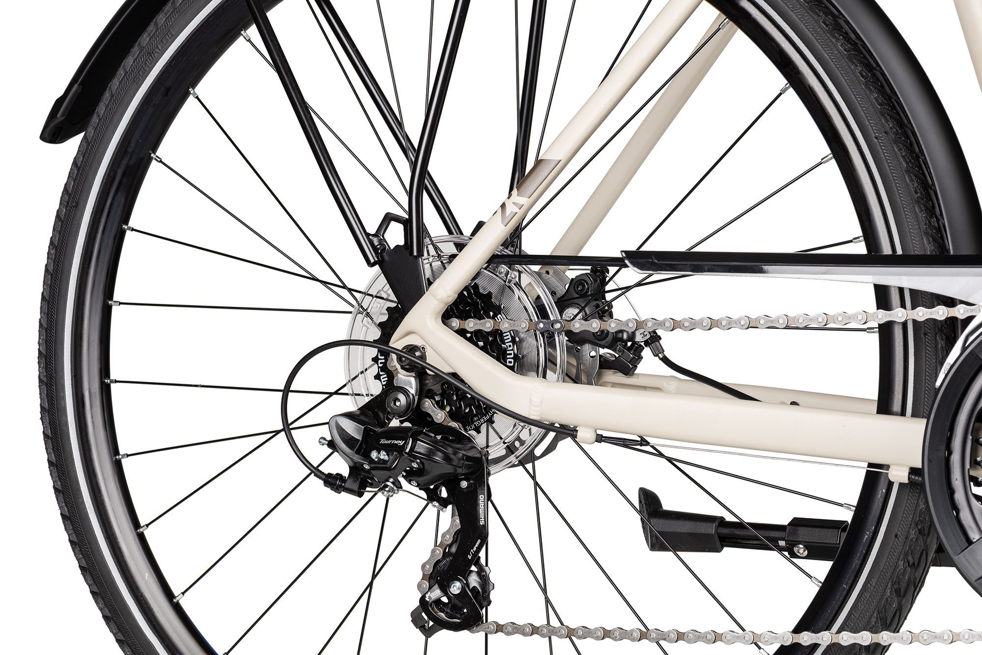 2R Manufaktur Trekkingrad TRS GO Wave, 21 Gang Shimano Tourney RD-TY300-7 Schaltwerk, Kettenschaltung, mechanische Scheibenbremse weiß