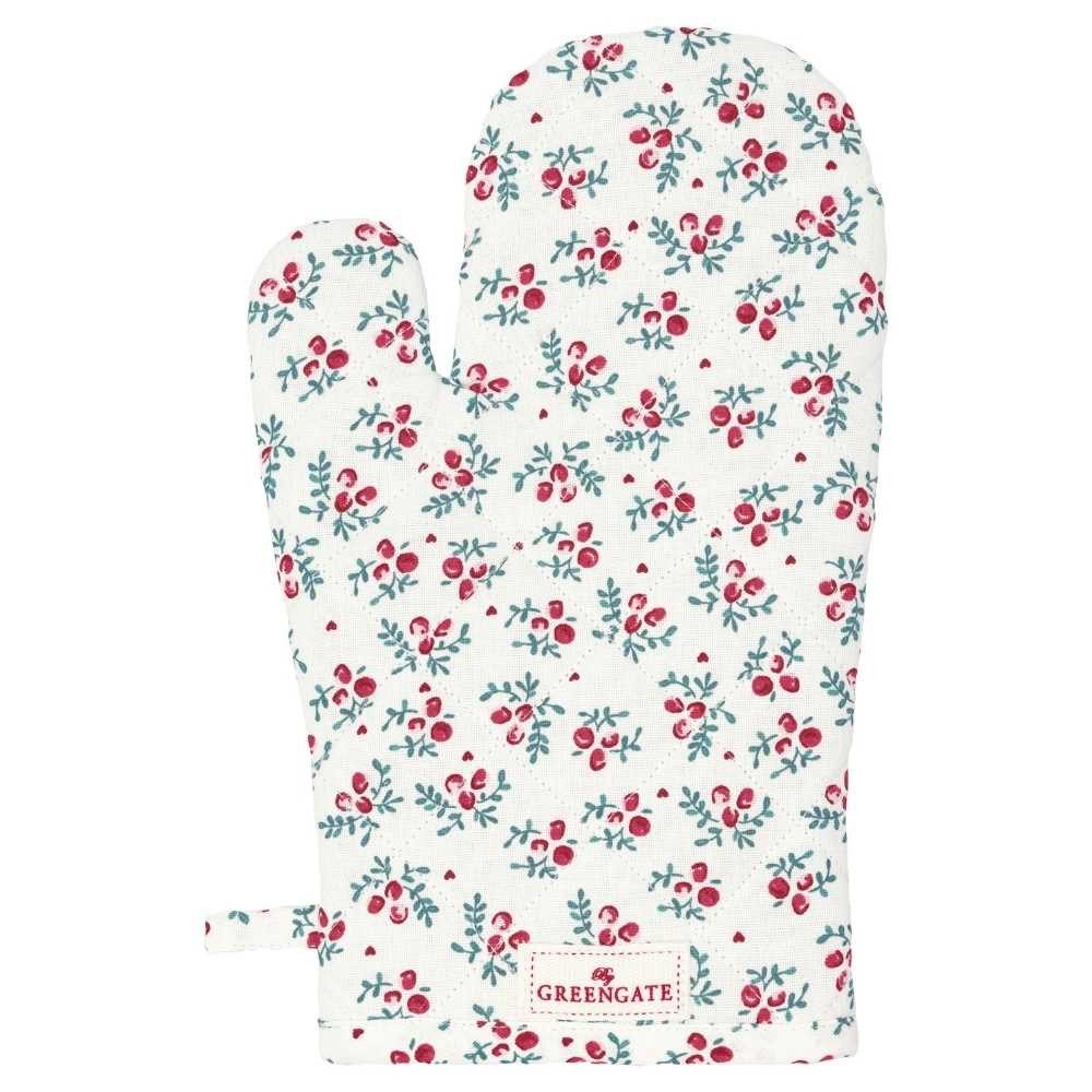 Greengate Topfhandschuhe Greengate Ofenhandschuh BELIA Weiß mit Beeren und Tannenzweigen