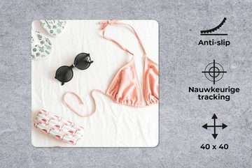 MuchoWow Gaming Mauspad Sommer - Bikini - Sonnenbrille (1-St), Mousepad mit Rutschfester Unterseite, Gaming, 40x40 cm, XXL, Großes