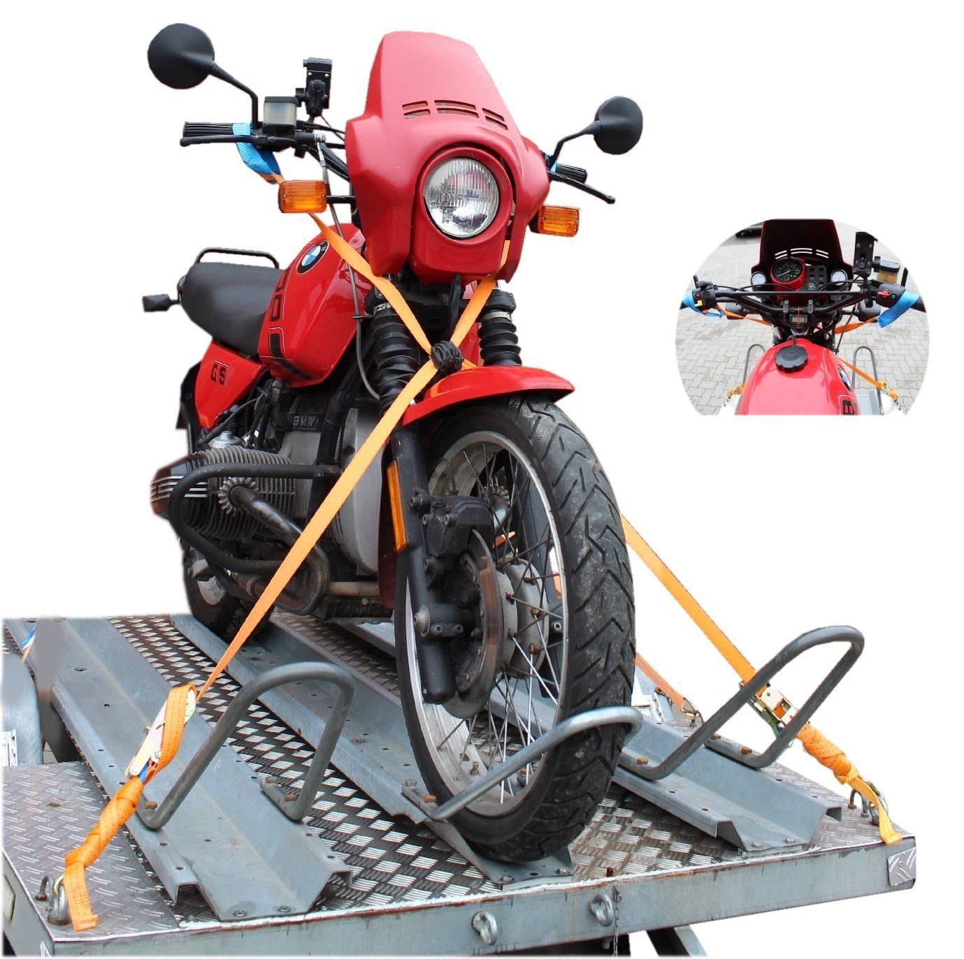 Spanngurt Anhänger für Motorrad (Set) TRUTZHOLM Lenker Verzurrsystem Transport Spanngurt