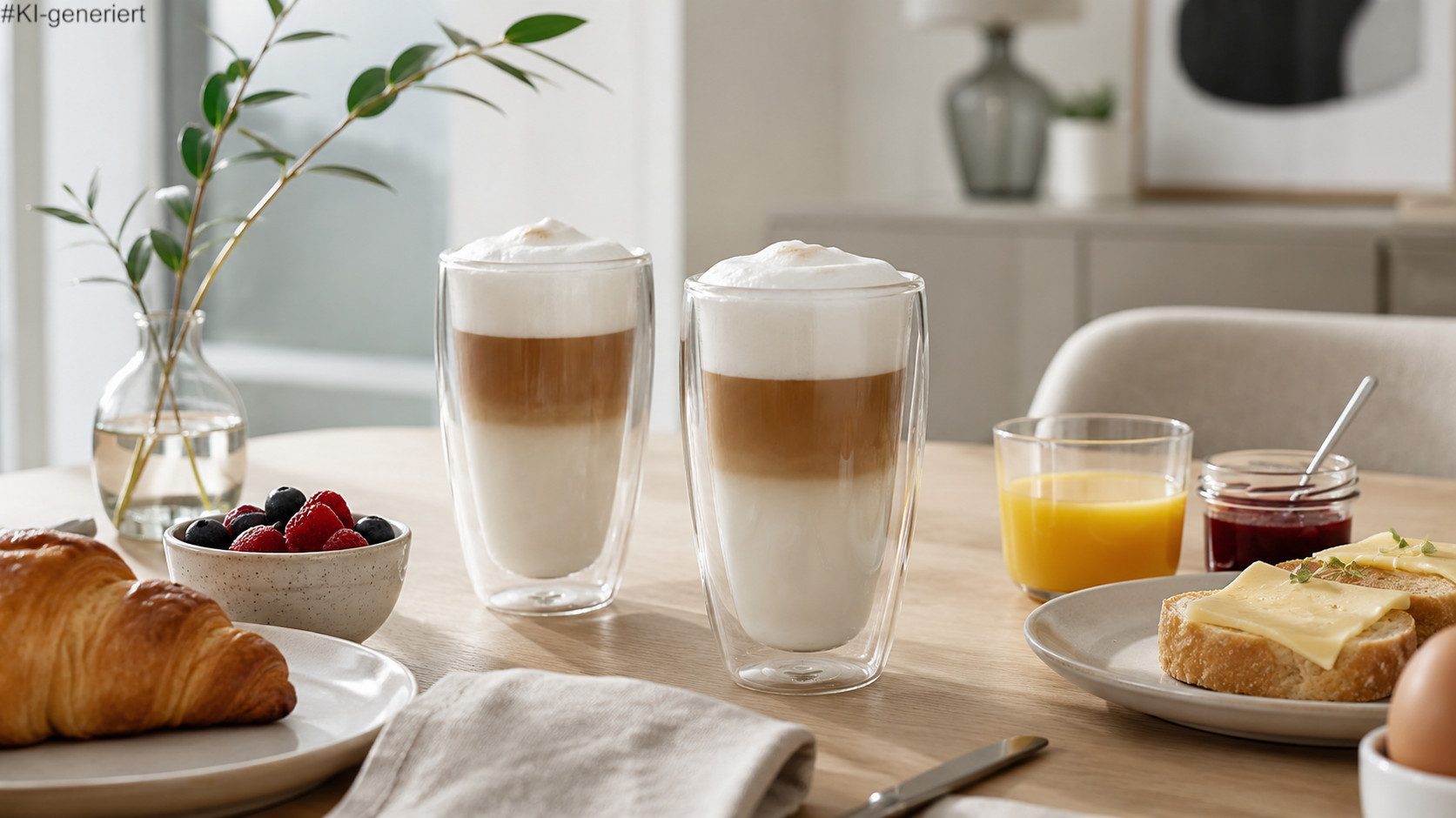 Haushalt International Latte-Macchiato-Glas Latte Macchiato-Gläser Doppelwandig isolierglas Extra lang warmhaltend, 2-tlg., 400ml, spülmaschinengeeignet, mikrowellengeeignet