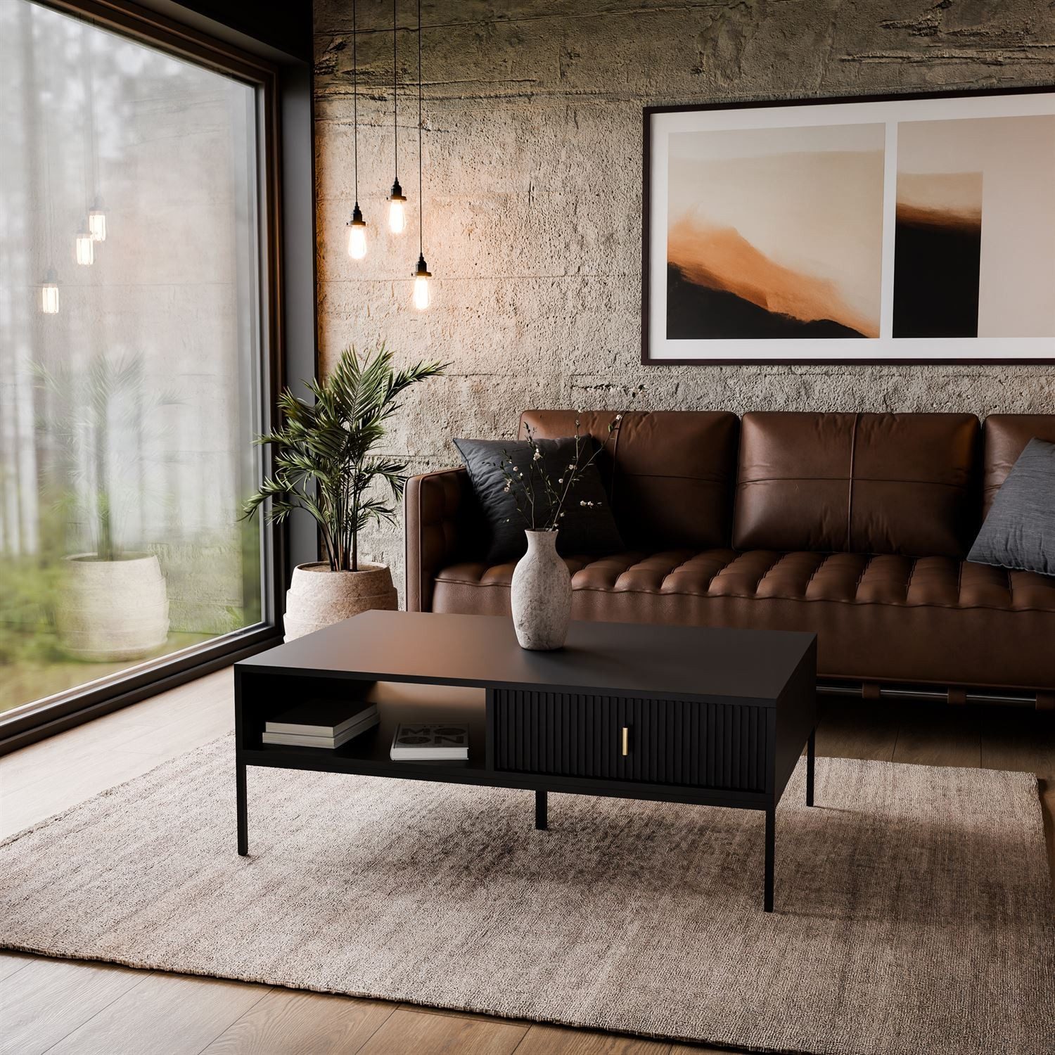 Lookway Couchtisch MIDNIGHT mit Schublade auf Gestell, Breite 104 cm