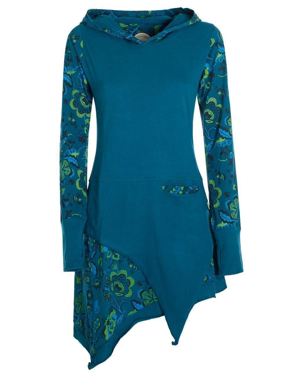 Vishes Zipfelkleid Langarm Kleid Elfen Zipfelige Elfentunika Bedruckt Hippi günstig online kaufen