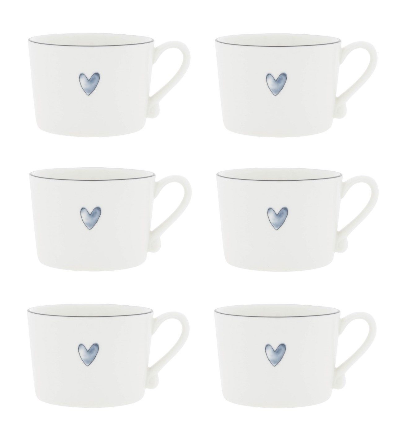Bastion Collections Tasse Iris Blue, Keramik, Spülmaschinengeeignet, Weiß, Herz, H: 7cm