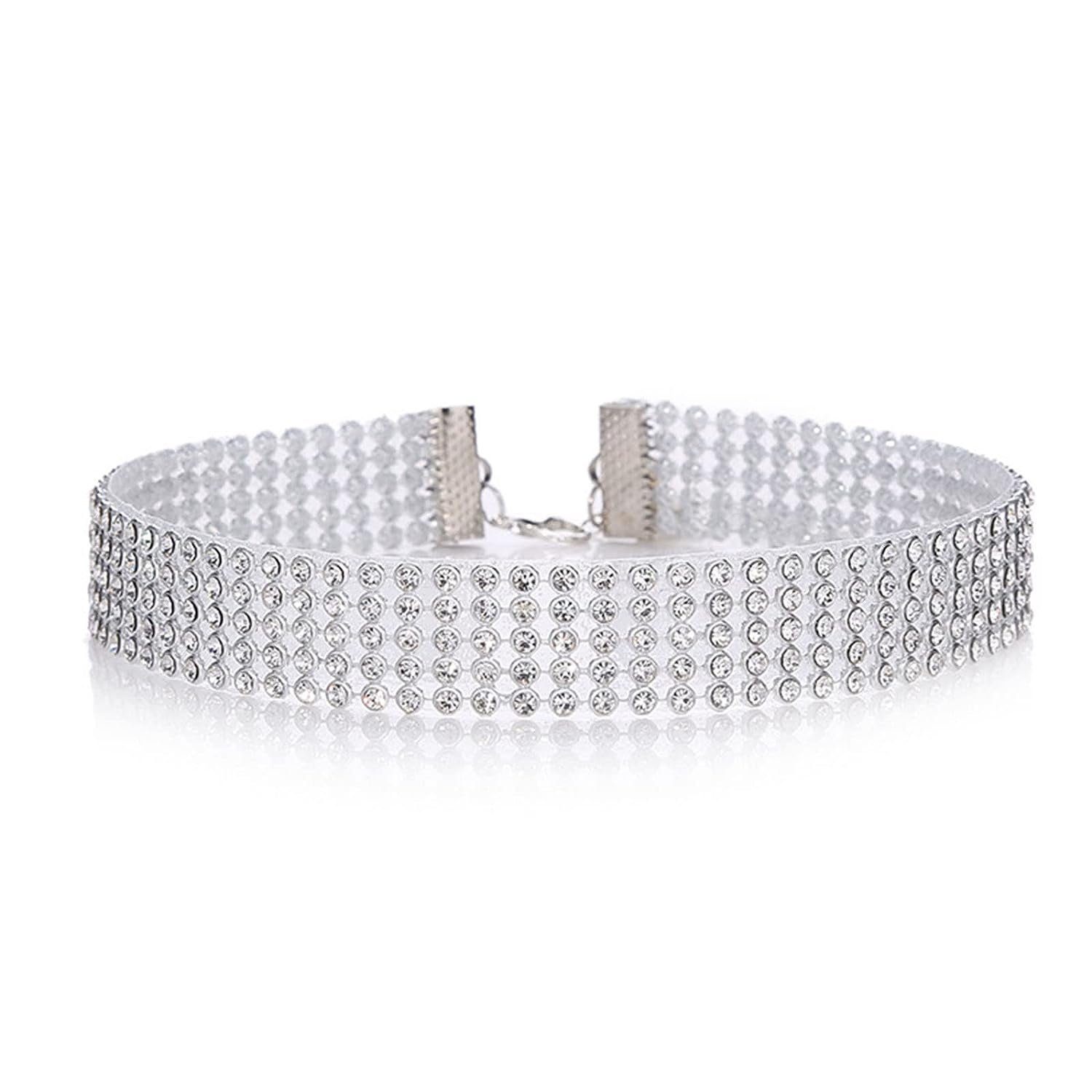 WaKuKa Choker Breite Kristallkette Halskette Schicht Silber Mädchen Schmuck Geschenk