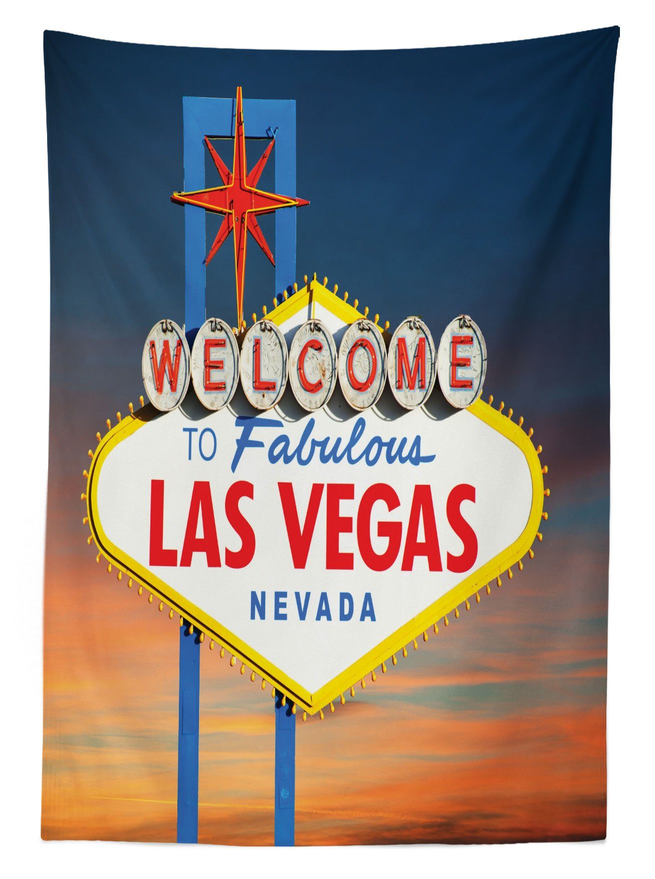 Bereich Tischdecke Außen Amerika Abakuhaus den Klare geeignet Fabulous Farbfest Waschbar Farben, Für Vegas Nevada Staaten Vereinigte Las von