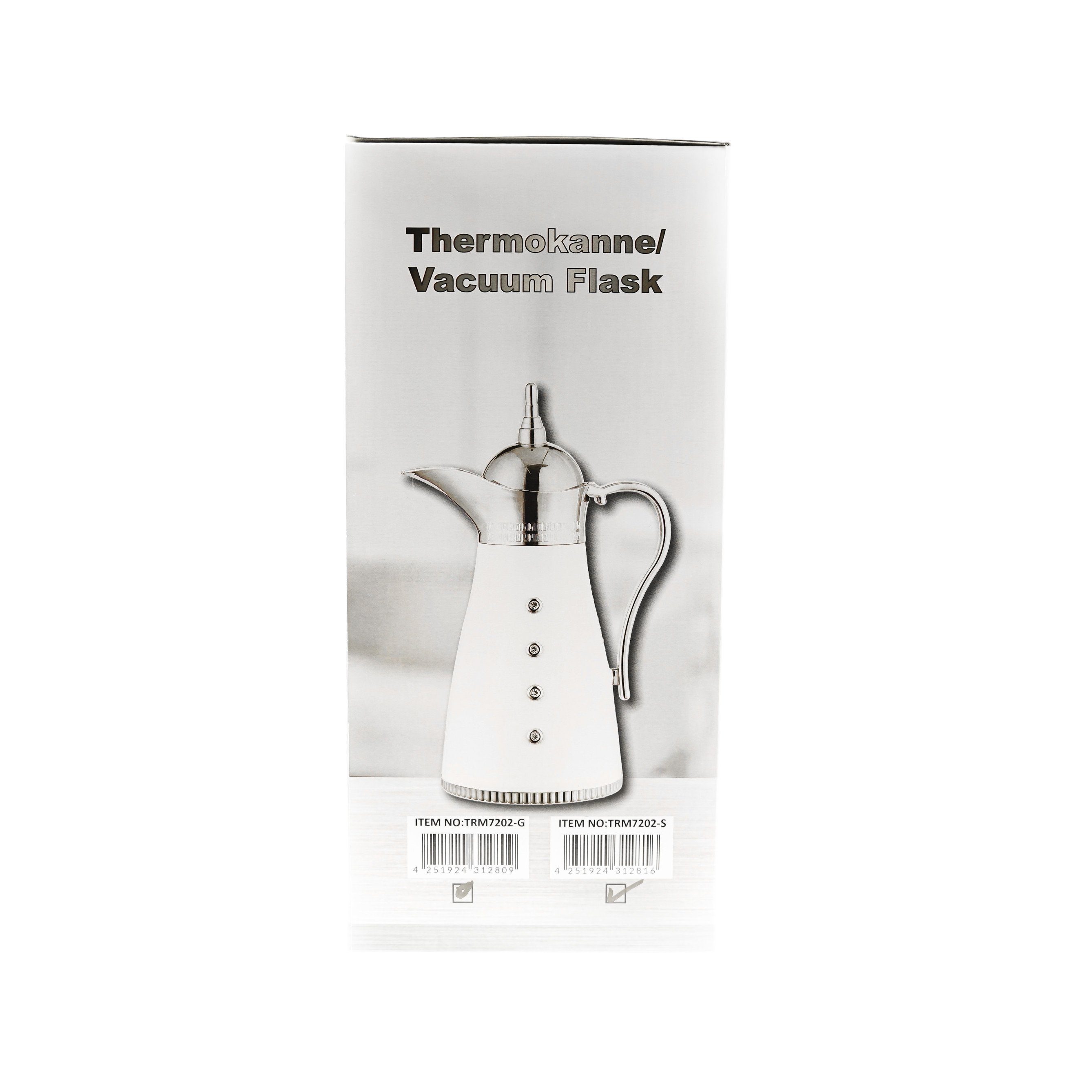 ZELLERFELD Thermobehälter Weiß/Silber Kaffeekanne 1L Teekanne Thermosflasche Thermokanne