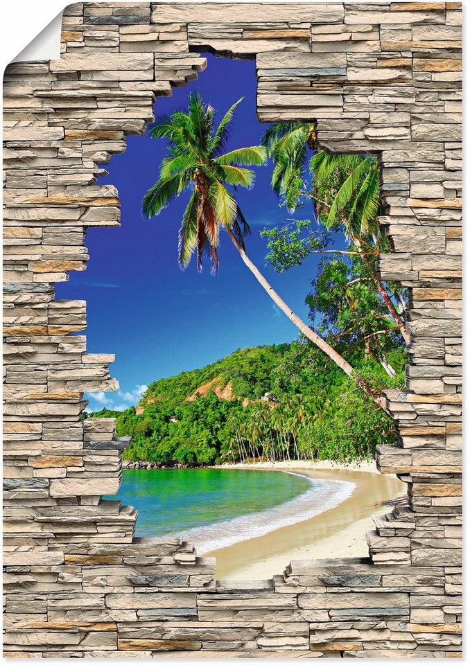 Artland Wandbild Paradies Blick Steinmauer, Karibikbilder (1 St), als  Alubild, Leinwandbild, Wandaufkleber oder Poster in versch. Größen
