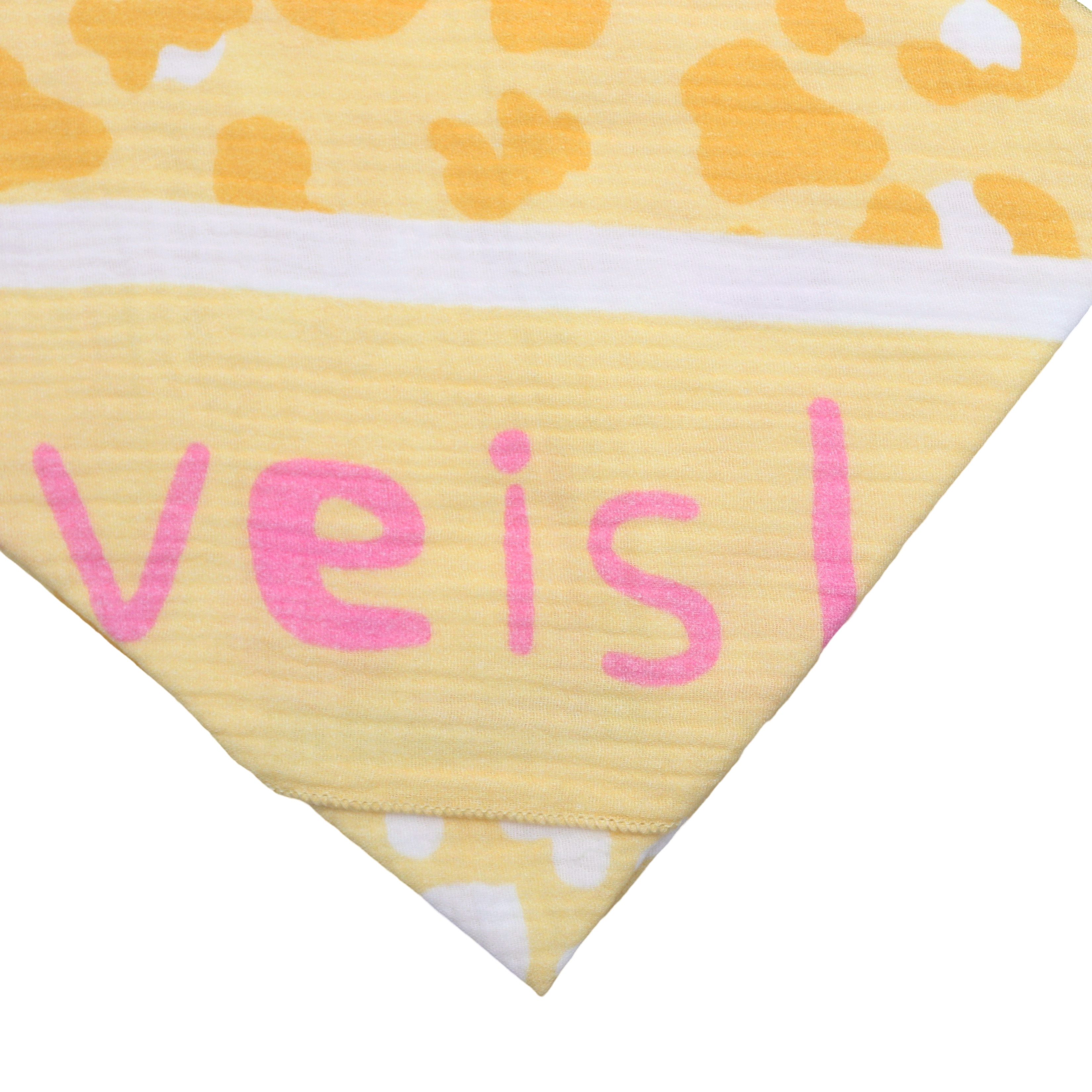 MIRROSI Dreieckstuch Aus Musellin Dreiecksschal ca.195x90 cm, Made in Italy, (Leicht, ideal für das ganze Jahr; 100% Baumwolle), in tollen Farben (Leo Love Muster)