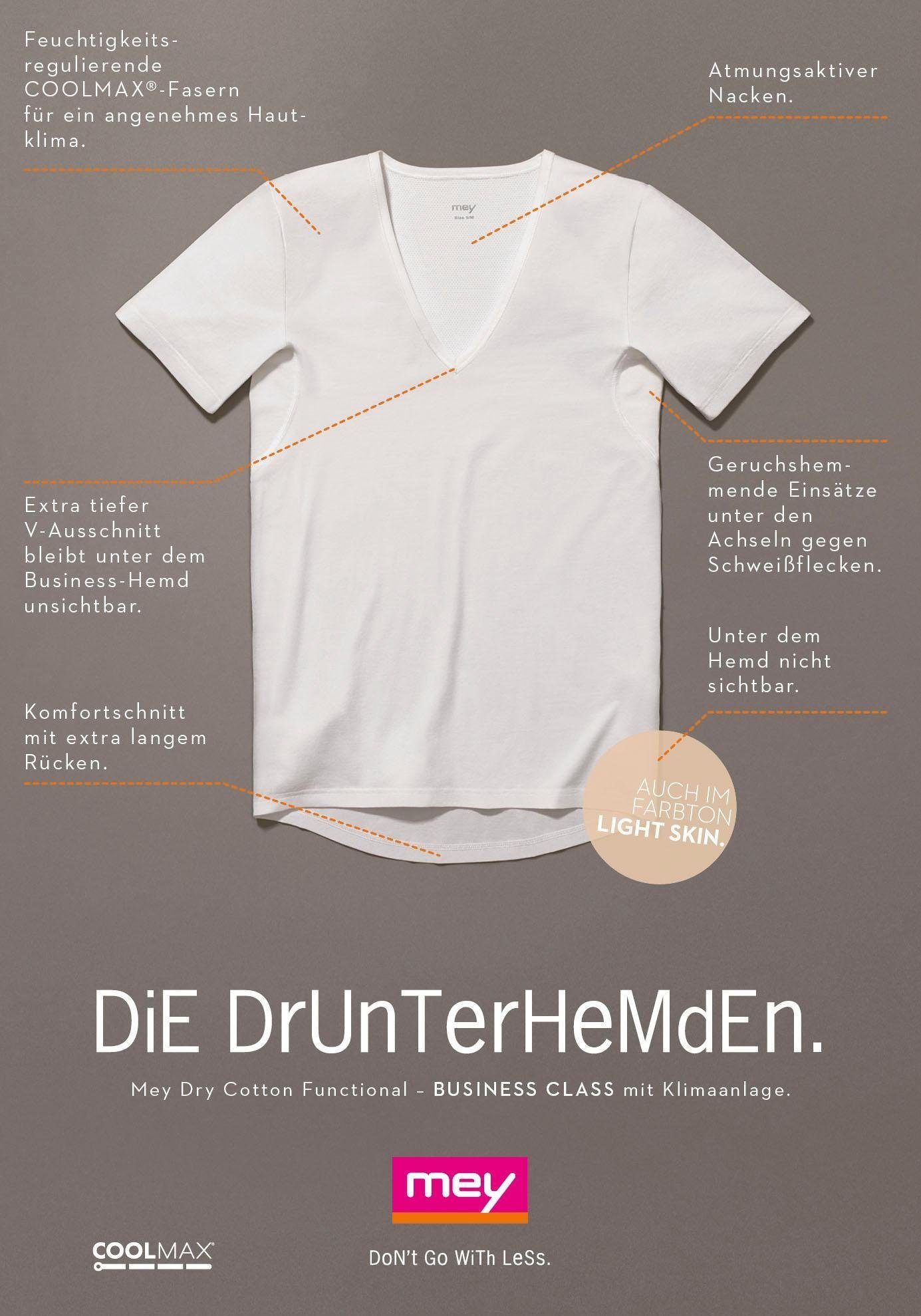 Mey Unterziehshirt Dry Cotton Functional V-Ausschnitt natur mit tiefem