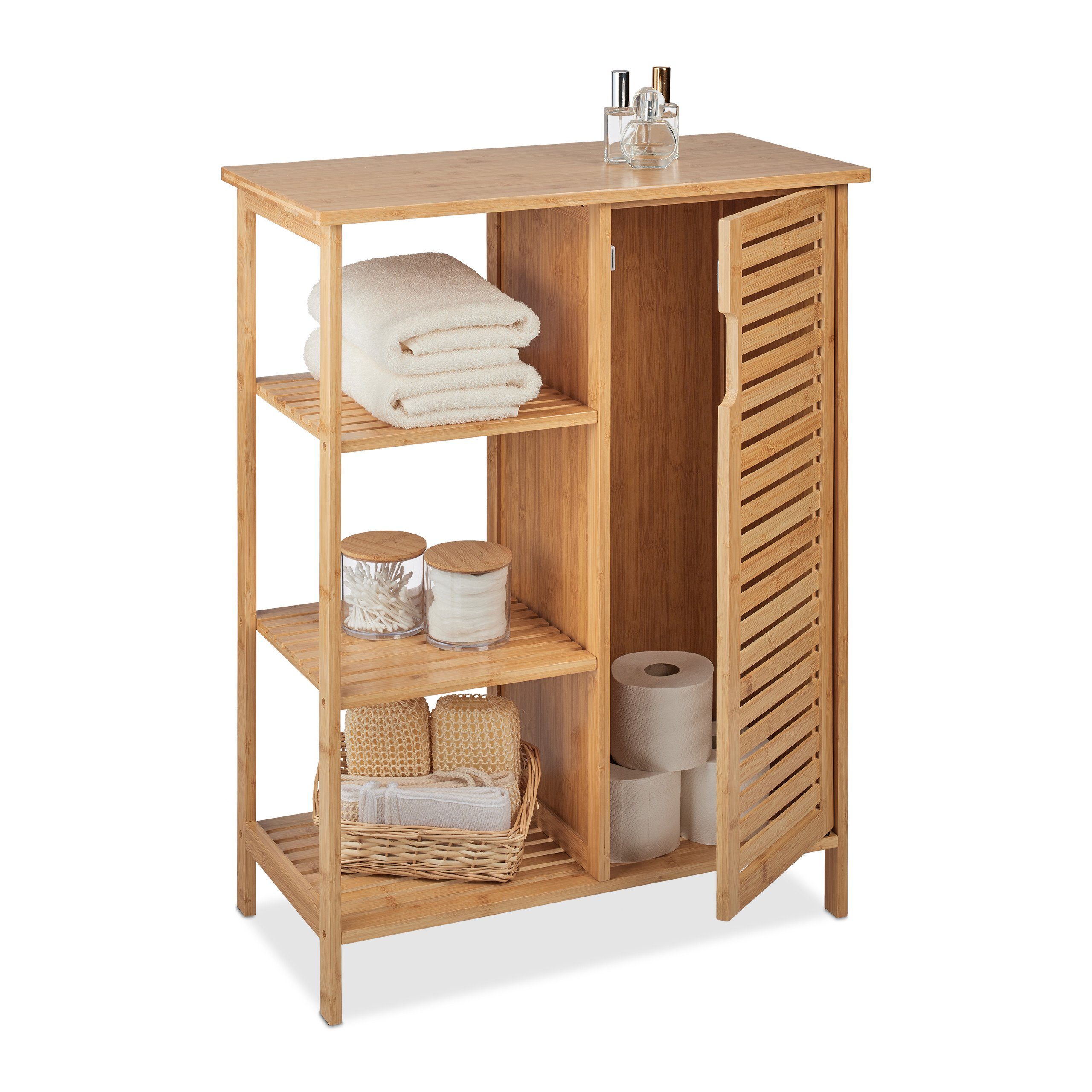 relaxdays Badregal Badschrank aus Bambus günstig online kaufen