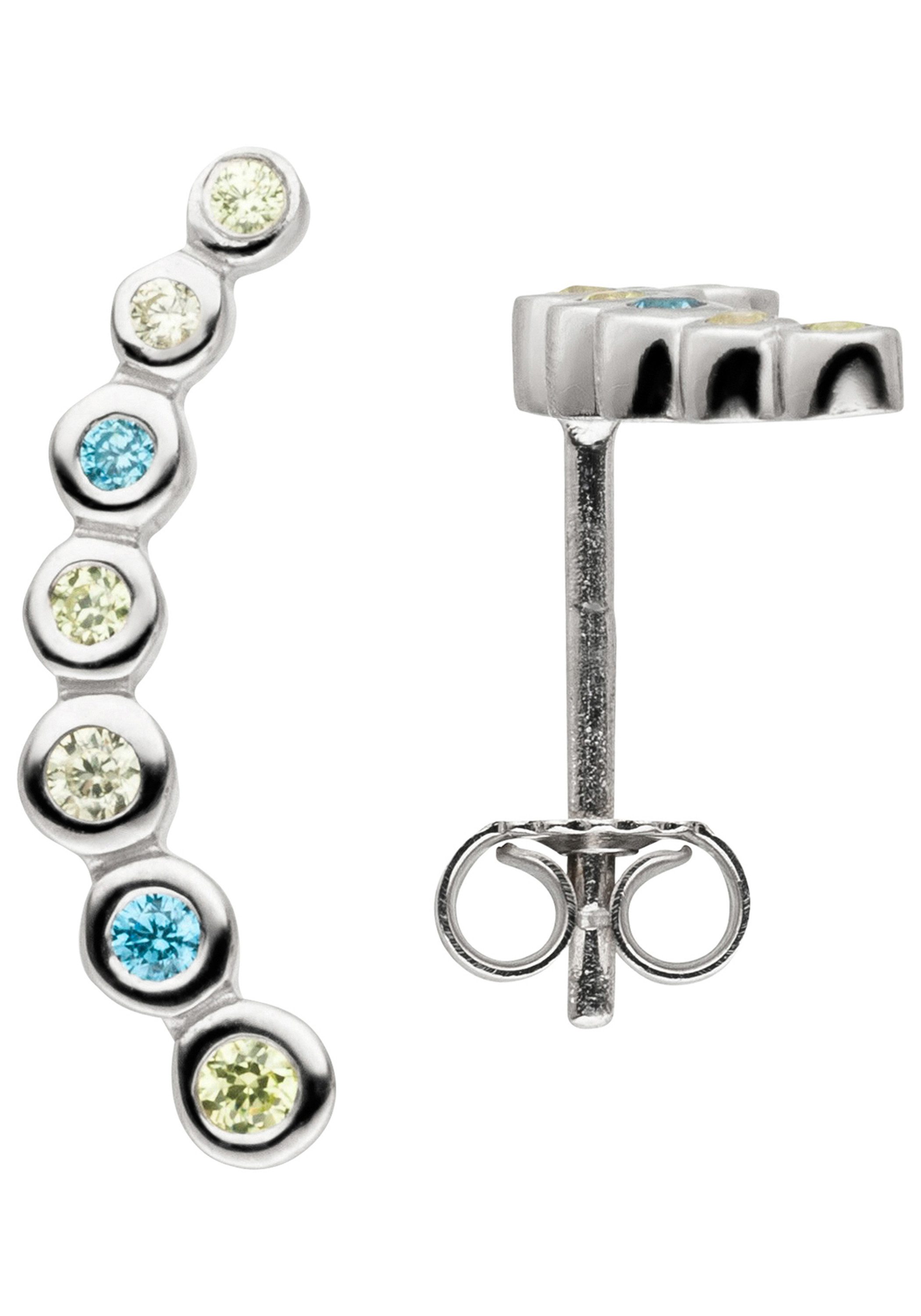 Paar Ohrstecker Ohrringe mit 14 Zirkonia türkis