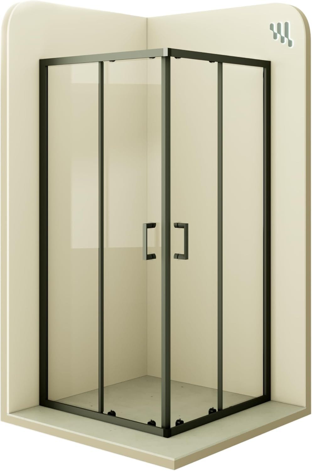 i-flair Eckdusche Schiebetür Duschkabine DANIELLE aus durchsichtigem 6 mm ESG, BxT: 70x70 cm, Einscheibensicherheitsglas, ohne Duschtasse, mit hochwertigen Aluminiumprofilen in schwarz, ebenerdiger Einbau möglich, mit Schiebetüren