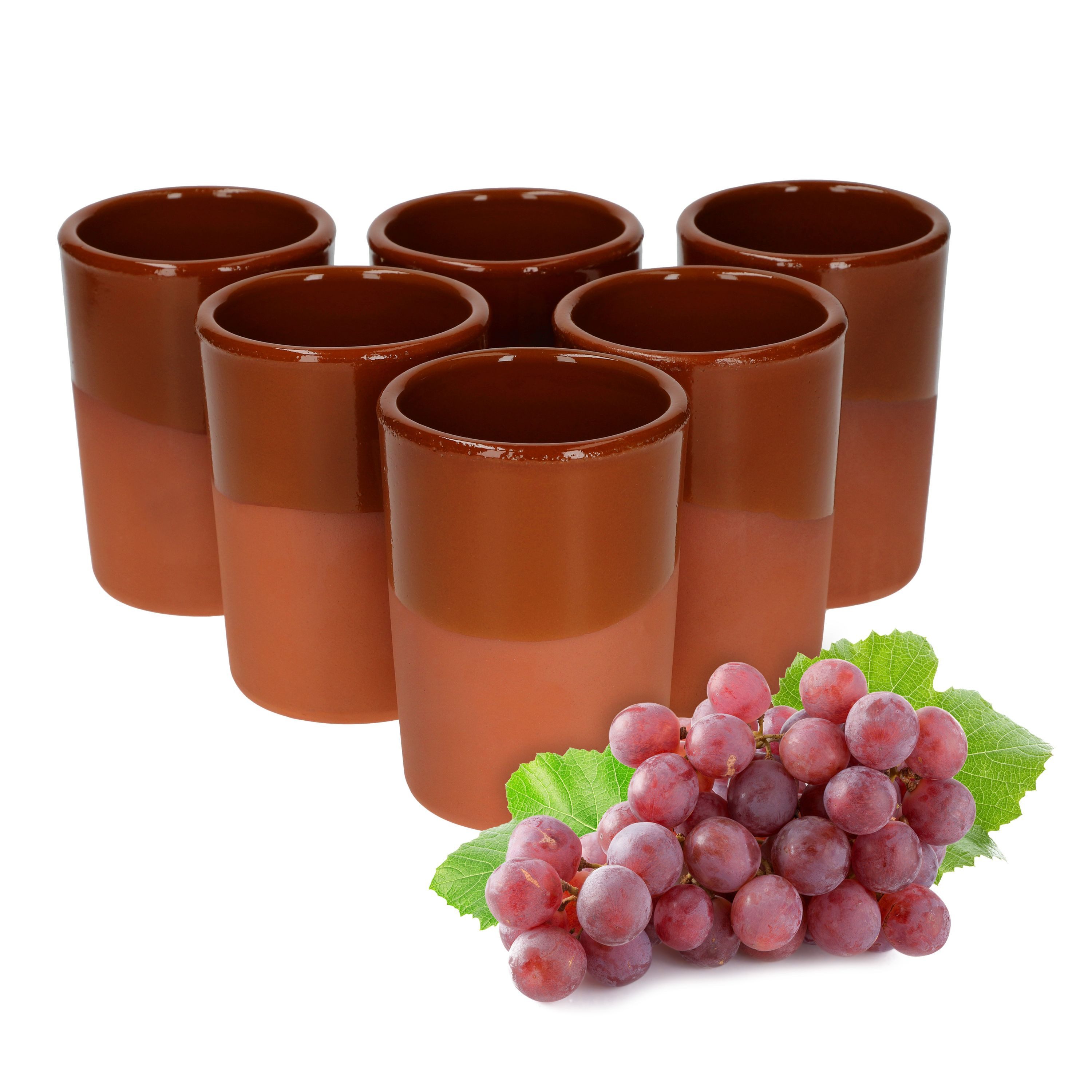 Becher 6er Set Tonbecher teilglasiert 180ml - 12969