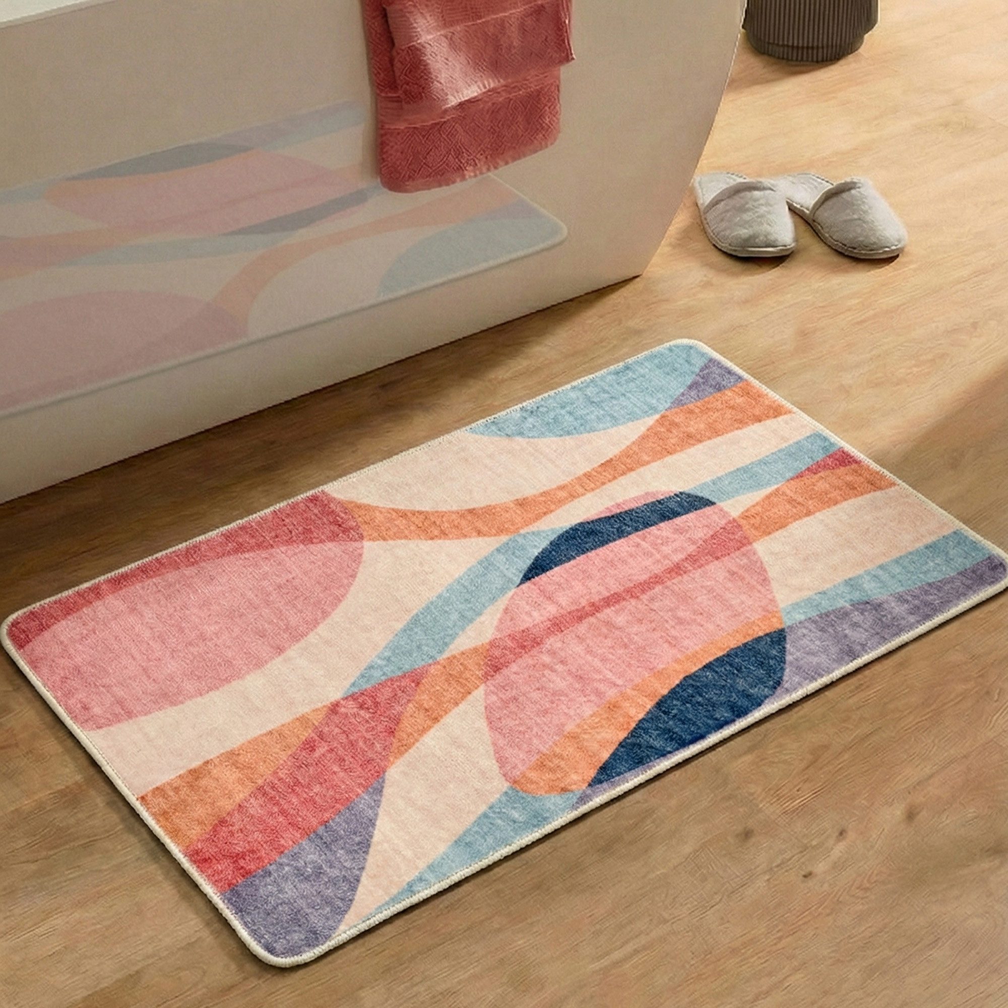 Gino Falcone Badematte Aquata GF-170, Badvorleger, Badezimmer Teppich, Höhe 7 mm, rutschhemmend beschichtet, fußbodenheizungsgeeignet, Kunstfaser, rechteckig, Badteppich, bedruckt, modernes Design, rechteckig