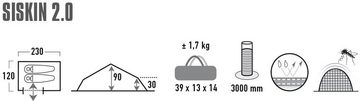 High Peak Einbogenzelt Zelt Siskin 2.0, Personen: 2 (mit Transporttasche)