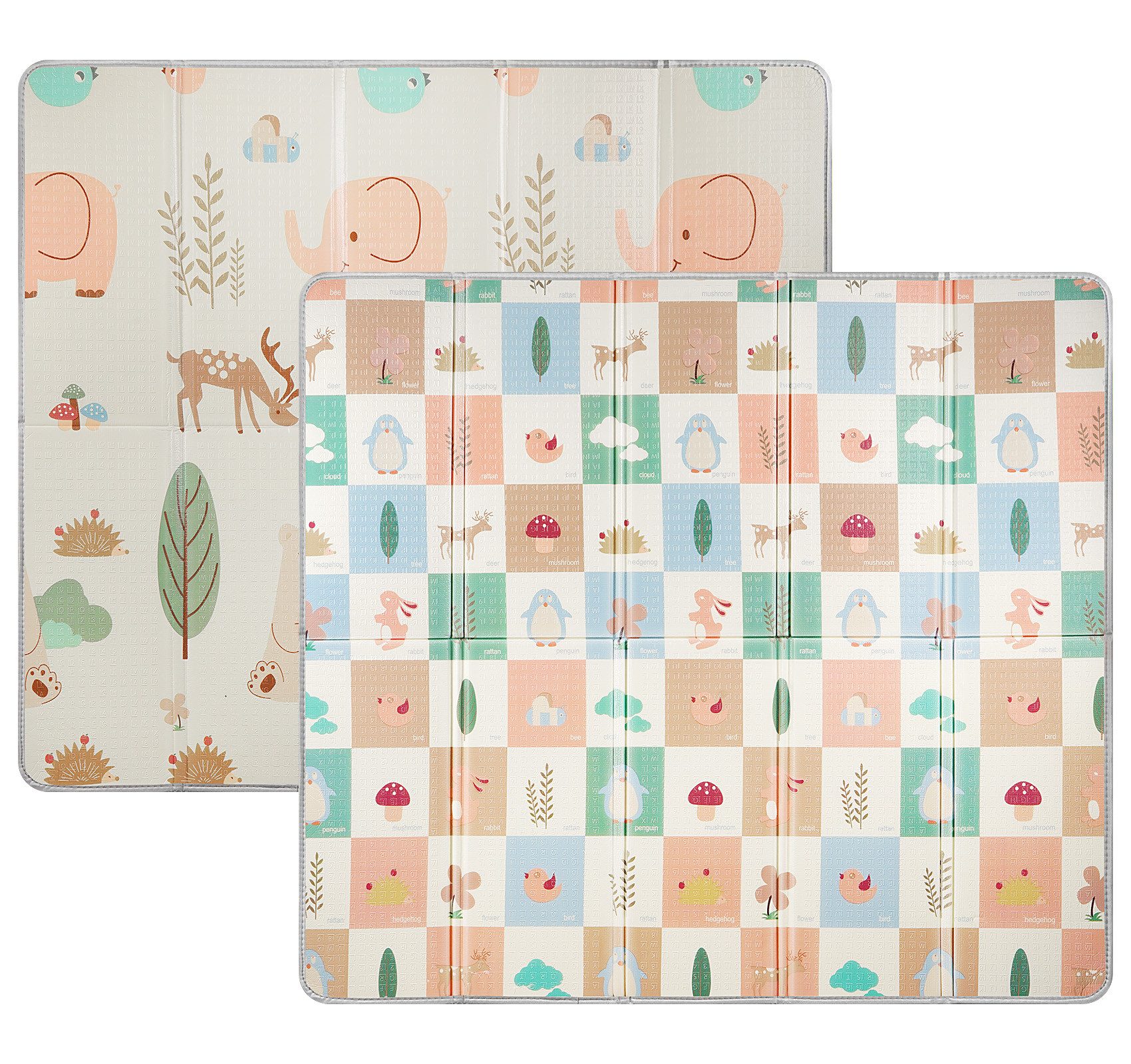 lindahandel Spielmatte Baby Krabbelmatte 200x180*1.5cm – faltbar, wasserdicht, doppelseitig, Weiche Spielmatte für Babys und Kinder mit Lernmuster & Tragetasche