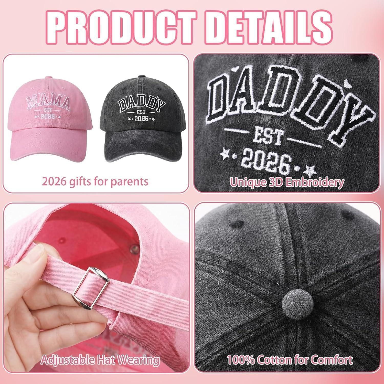 LuxusKollektion Baseball Cap Baseballmützen 2er Set Mama Daddy Stickerei verstellbar 2026