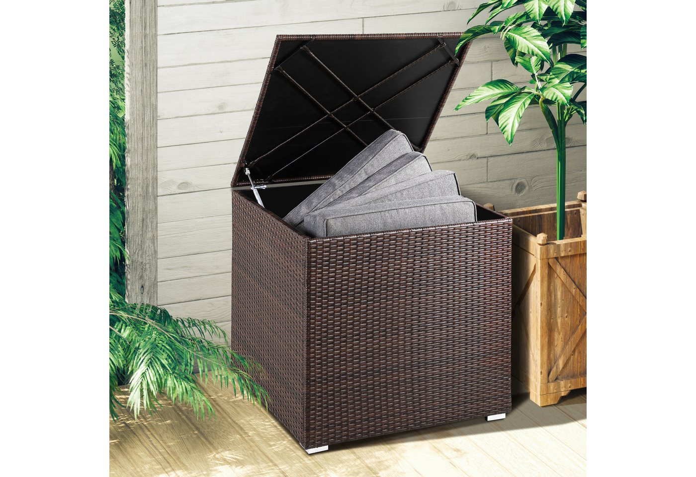 Thumbnail - Casaria Auflagenbox, 318 L mit Deckel 75x75x70cm Wasserdicht Gasdruckfeder Garten
