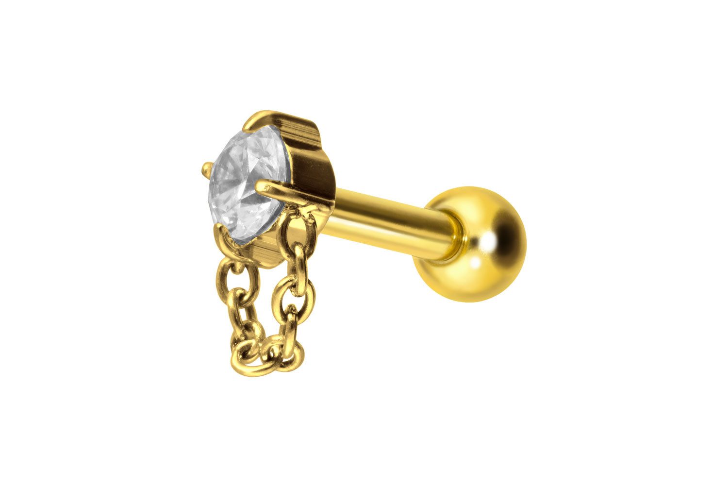 Piercing-Set Titan Ohrpiercing mit Innengewinde KRISTALL + KETTE