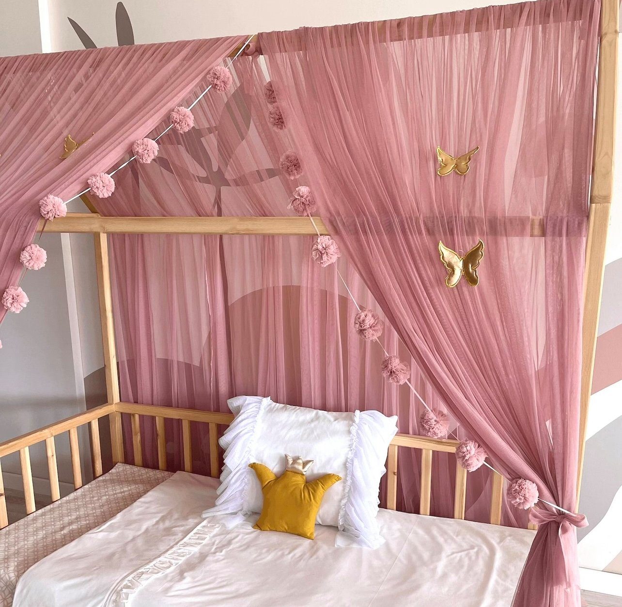 Baby Fancyroom Betthimmel Betthimmel Tüll Hausbett Kinderbett 2 Stück 340cm günstig online kaufen