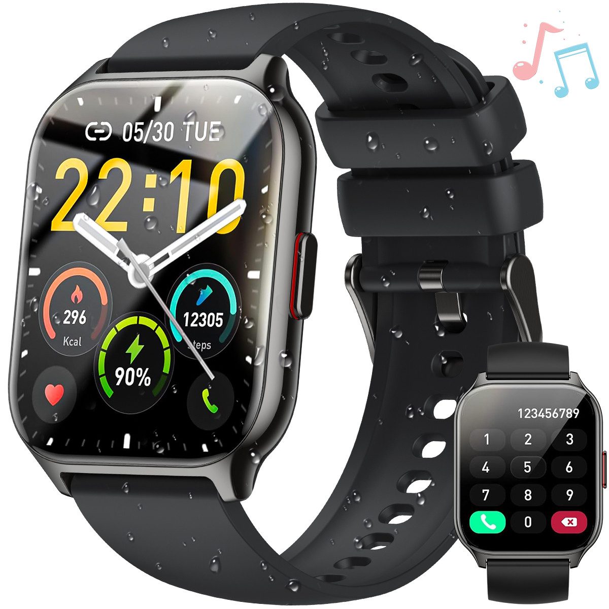 Smartwatch Fitness Tracker Uhr für Damen Herren mit Telefonfunktion Smartwatch