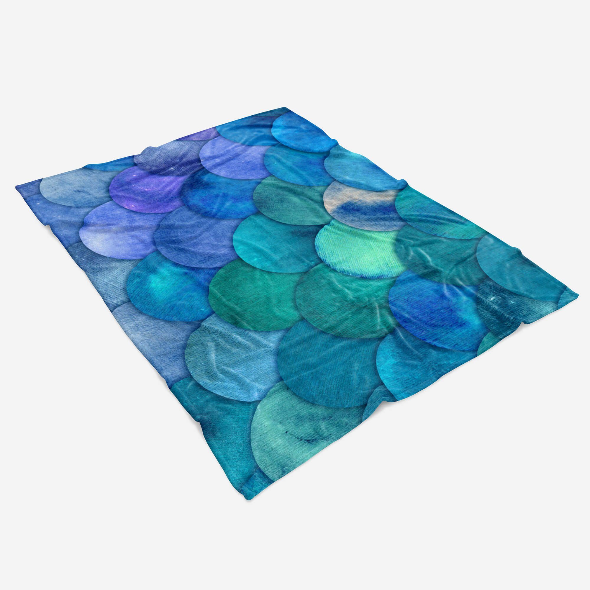 Sinus Art Handtücher Fotomotiv Baumwolle-Polyester-Mix (1-St), mit Blau Handtuch Schuppenstruk, Kuscheldecke abstrakte Strandhandtuch Saunatuch Handtuch