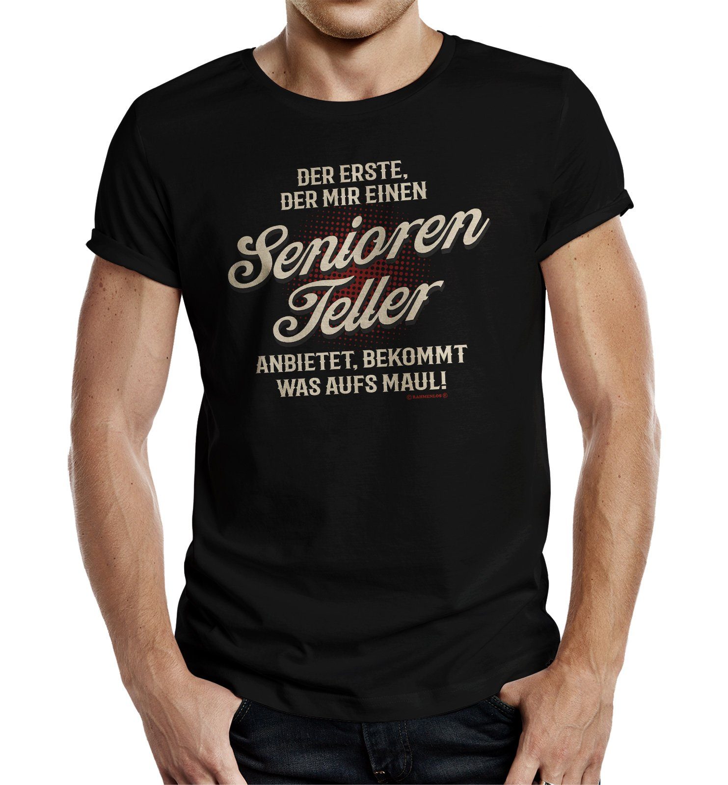 Rahmenlos T-Shirt Geschenk für den älteren Herrn oder den Ruhestand - Seniorenteller