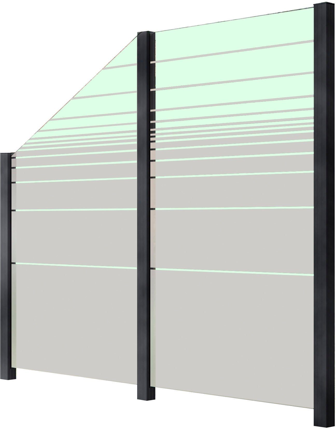STAKET PRO Zaun, (Set), Glaszaun, Gesamtlänge: 2,29 m, 3 Pfosten