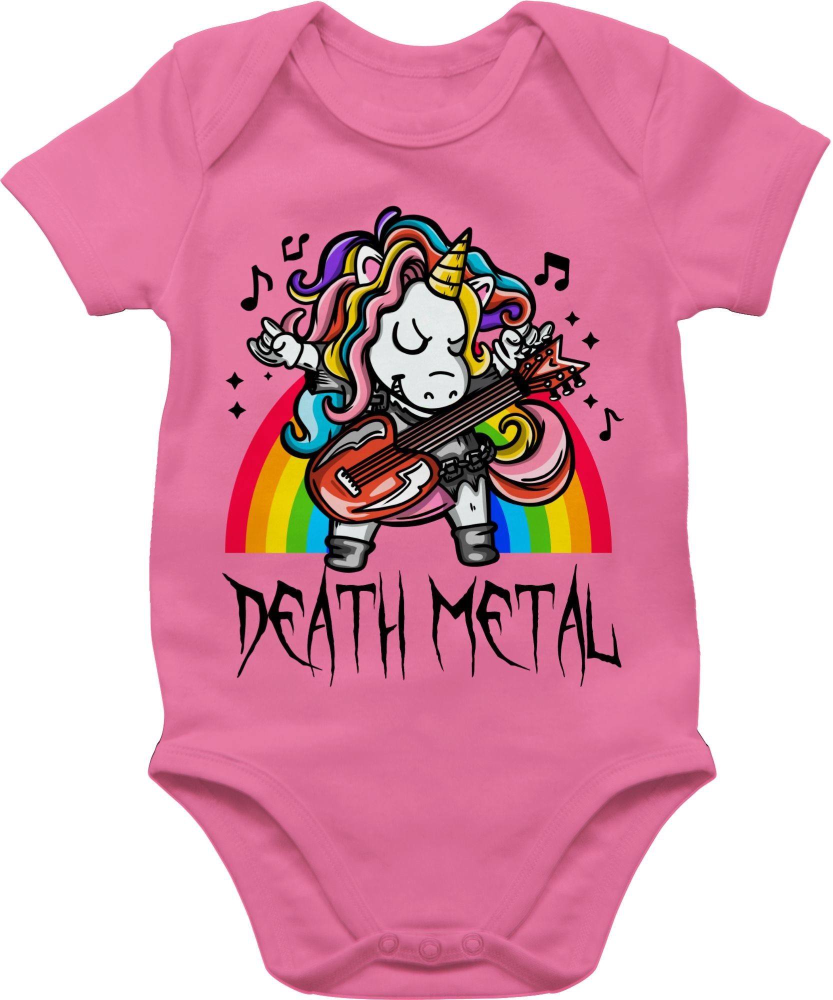 Shirtracer Shirtbody Death Metal Einhorn - Unicorn Sprüche Baby 1 Pink