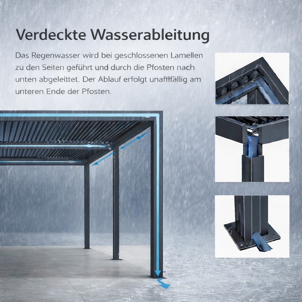 Terrasse2000 Terrassendach Lamellendach Sevilla Anthrazit mit Handkurbel, BxT: 300x300 cm, Bedachung Lamellendach