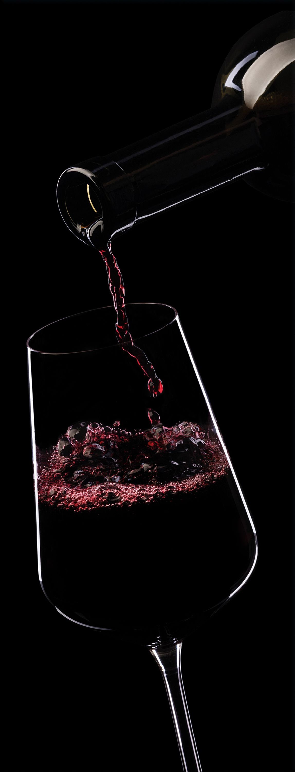 artissimo Glasbild Bild aus Glas 30x80 cm / Bild Küche Hochformat schmal, Küchenbild: Weinglas Schwarz modern