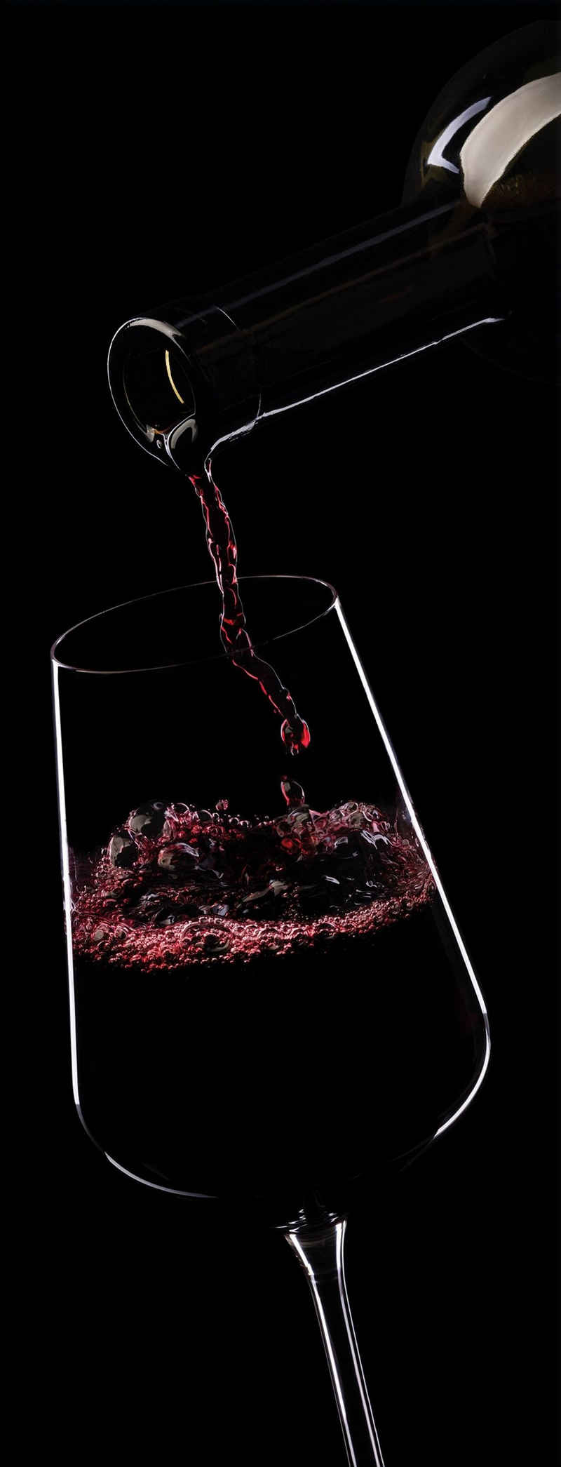 artissimo Glasbild Glasbild 30x80cm Bild aus Glas Küche Küchenbild hoch schmal Wein-Glas, Essen und Trinken: Wein I