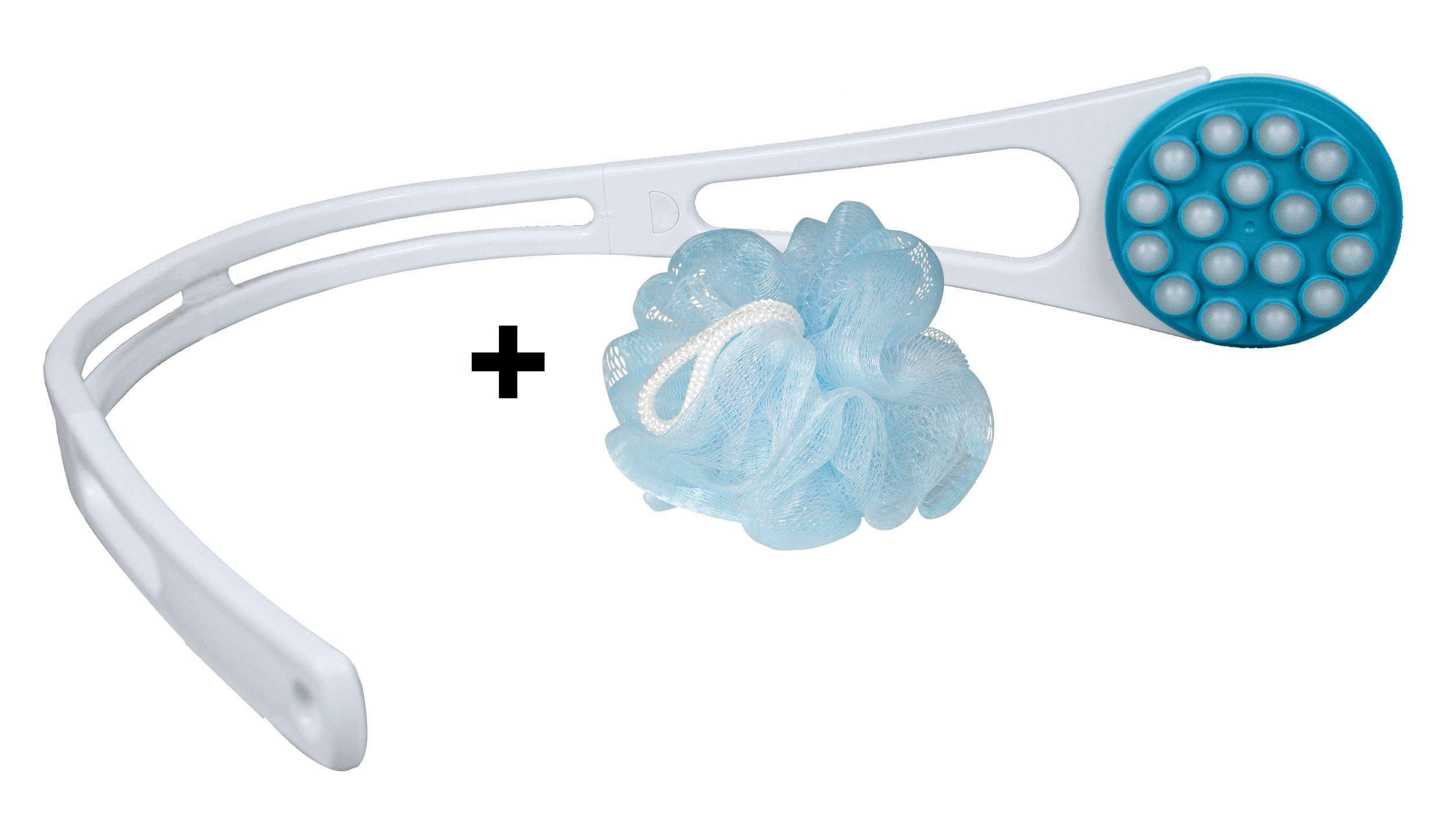 Hydas Rückencremer Easy Free mit teilbarem U-Griff, erreicht mühelos alle Körperpartien, Für Bodylotion, Sonnencreme, Duschgel. Mit extra Duschschwamm