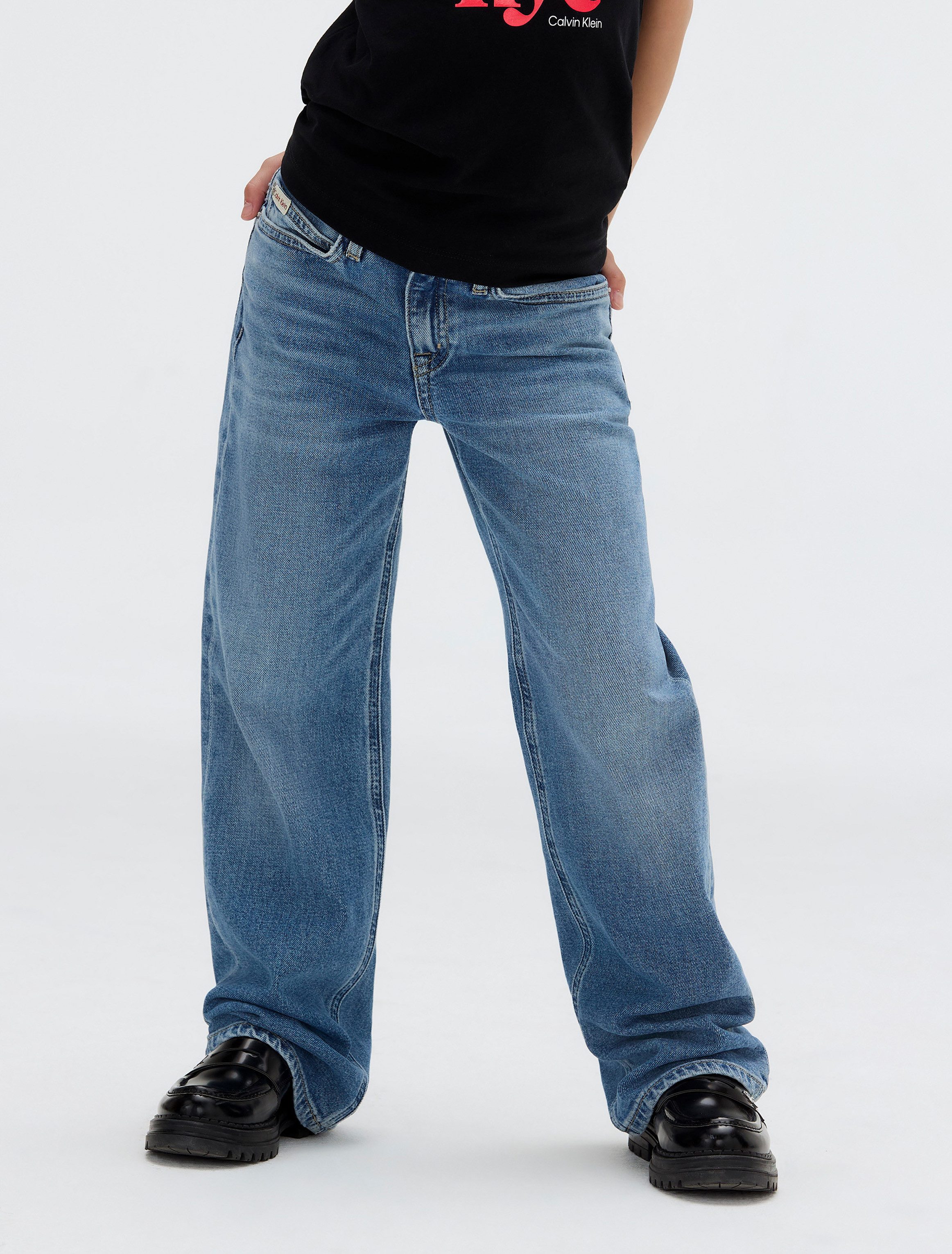 Calvin Klein Jeans Weite Jeans HR WIDE LEG AUTHENTIC BLUE DENIM für Kinder bis 16 Jahre, mit weitem Bein