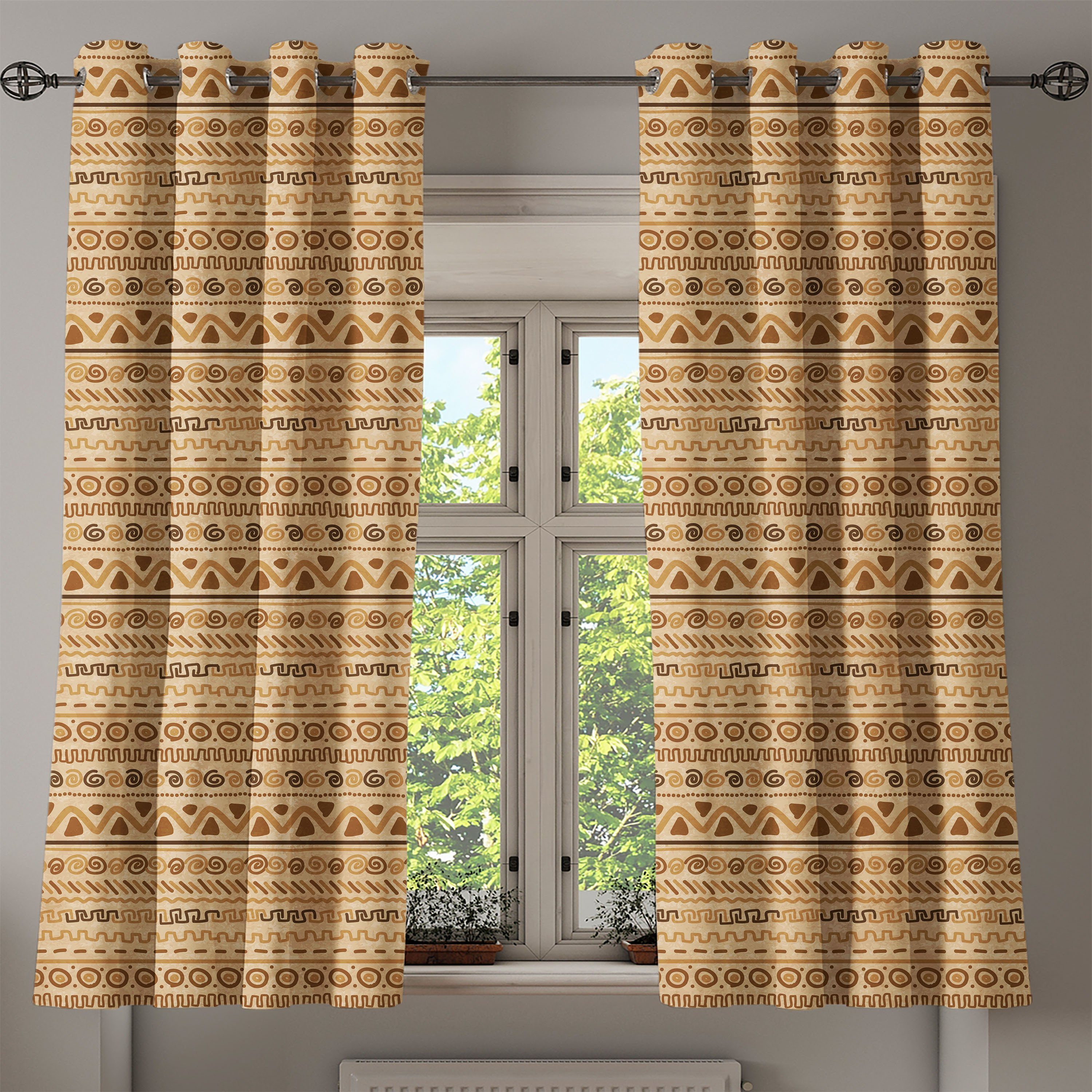 Abakuhaus, für 2-Panel-Fenstervorhänge Schlafzimmer Sambia Wohnzimmer, Dekorative Ethnisch Gardine