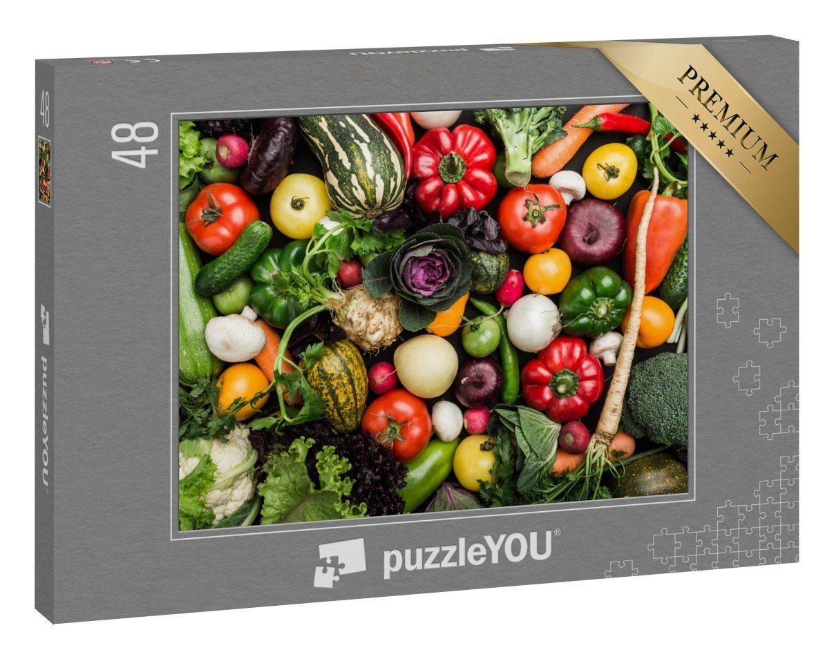 puzzleYOU Puzzle Komposition aus verschiedenen Gemüsesorten, 48  Puzzleteile, puzzleYOU-Kollektionen Gemüse
