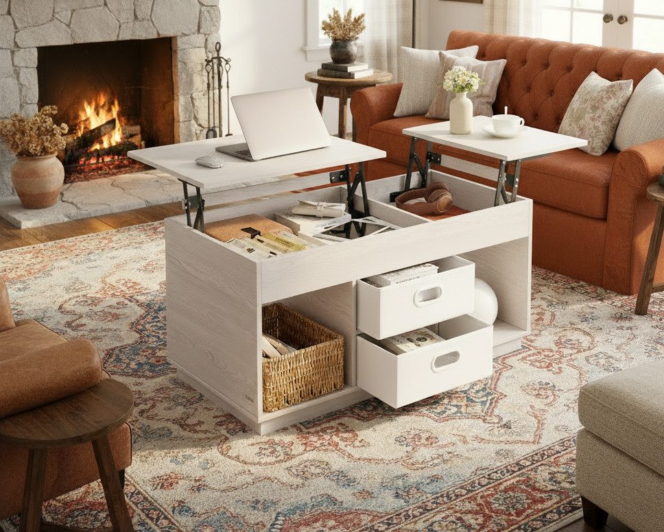VASAGLE Couchtisch, Wohnzimmertisch, multifunktionaler Esstisch, viel Staur günstig online kaufen