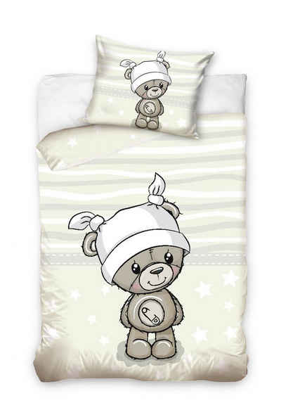 Babybettwäsche Kinderbettwäsche 100x135 cm + 40x60 cm Teddybär, Häßler Homefashion, Baumwolle, 2 teilig